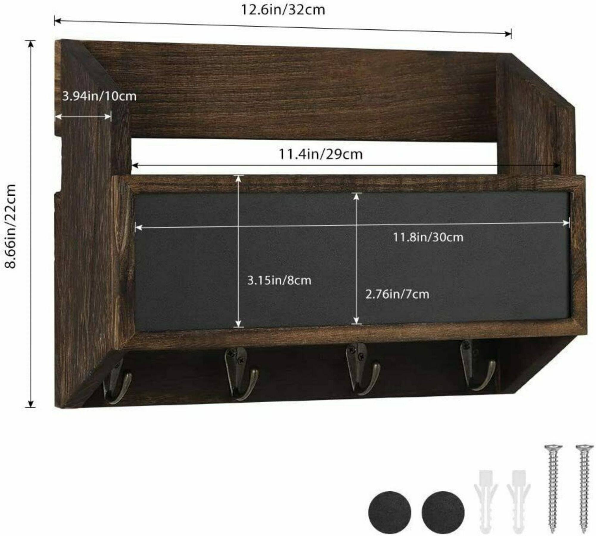 NEX™ Wall Mount Mail & Key Holder Organizer with Chalkboard Surface