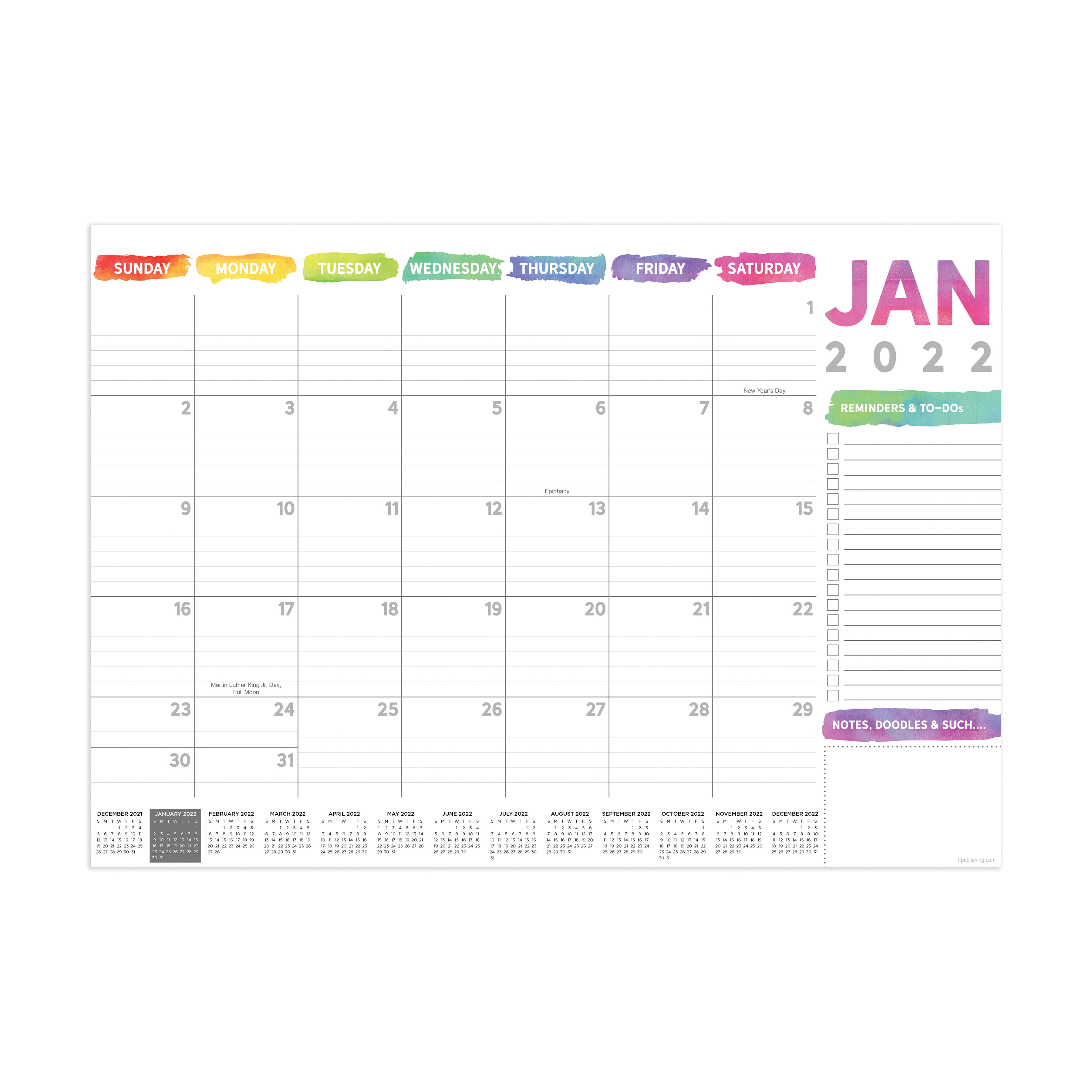 Tf Publishing 2022 Rainbow Blocks Medium Desk Pad Monthly Blotter Calendar | Michaels