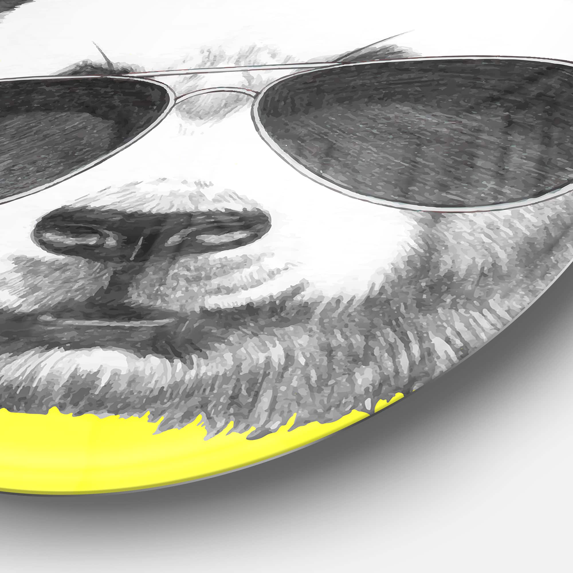 Designart - Funny Panda with Sunglasses&#x27; Disc Animal Metal Circle Wall Art