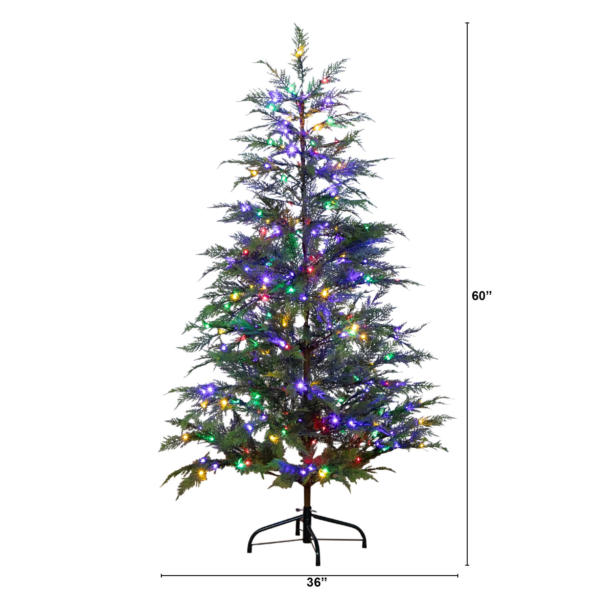 5ft. Pre-Lit Park City Pine Artificial Christmas Tree, Multicolor LED Dewdrop Lights