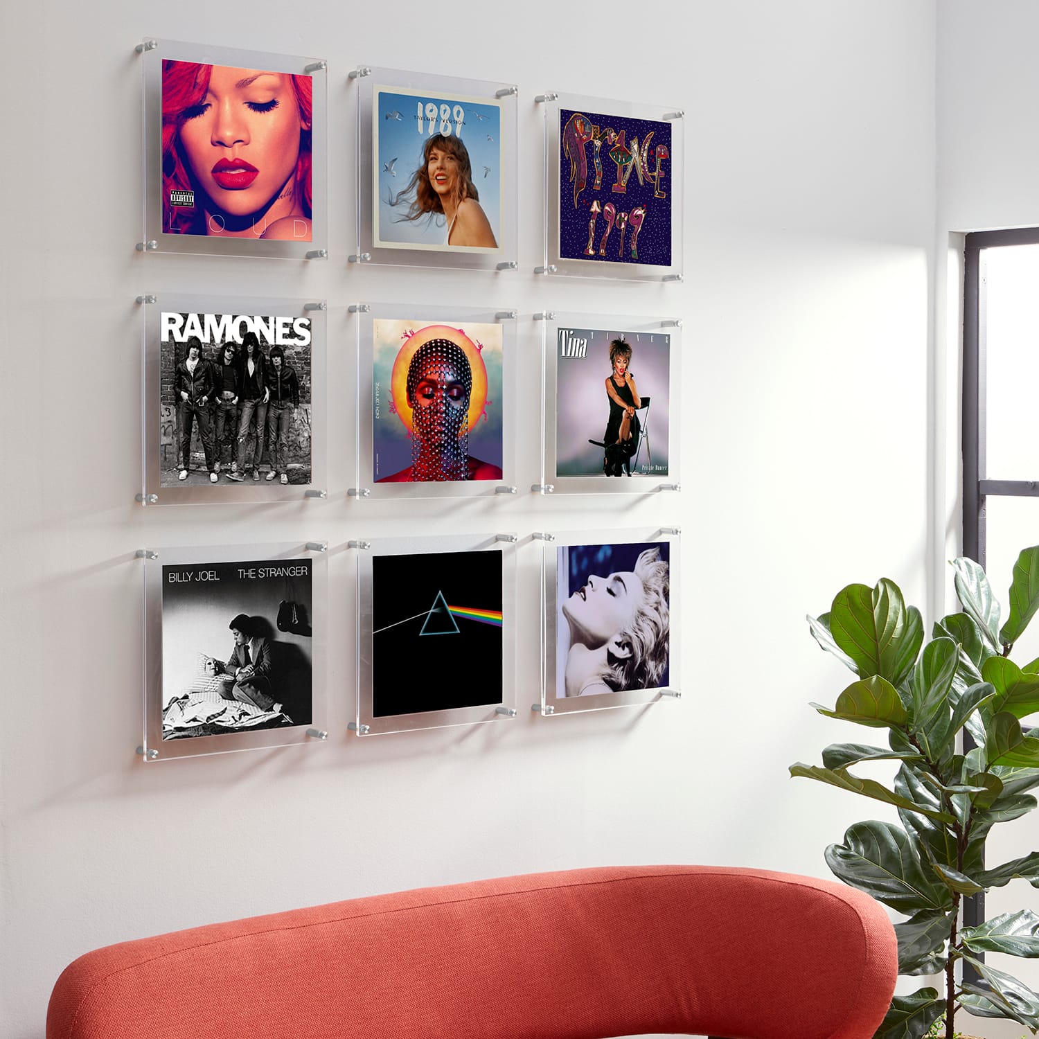 Wexel Art 12" x 12'' Acrylic Floating Frame for Album Covers with Silver Hardware