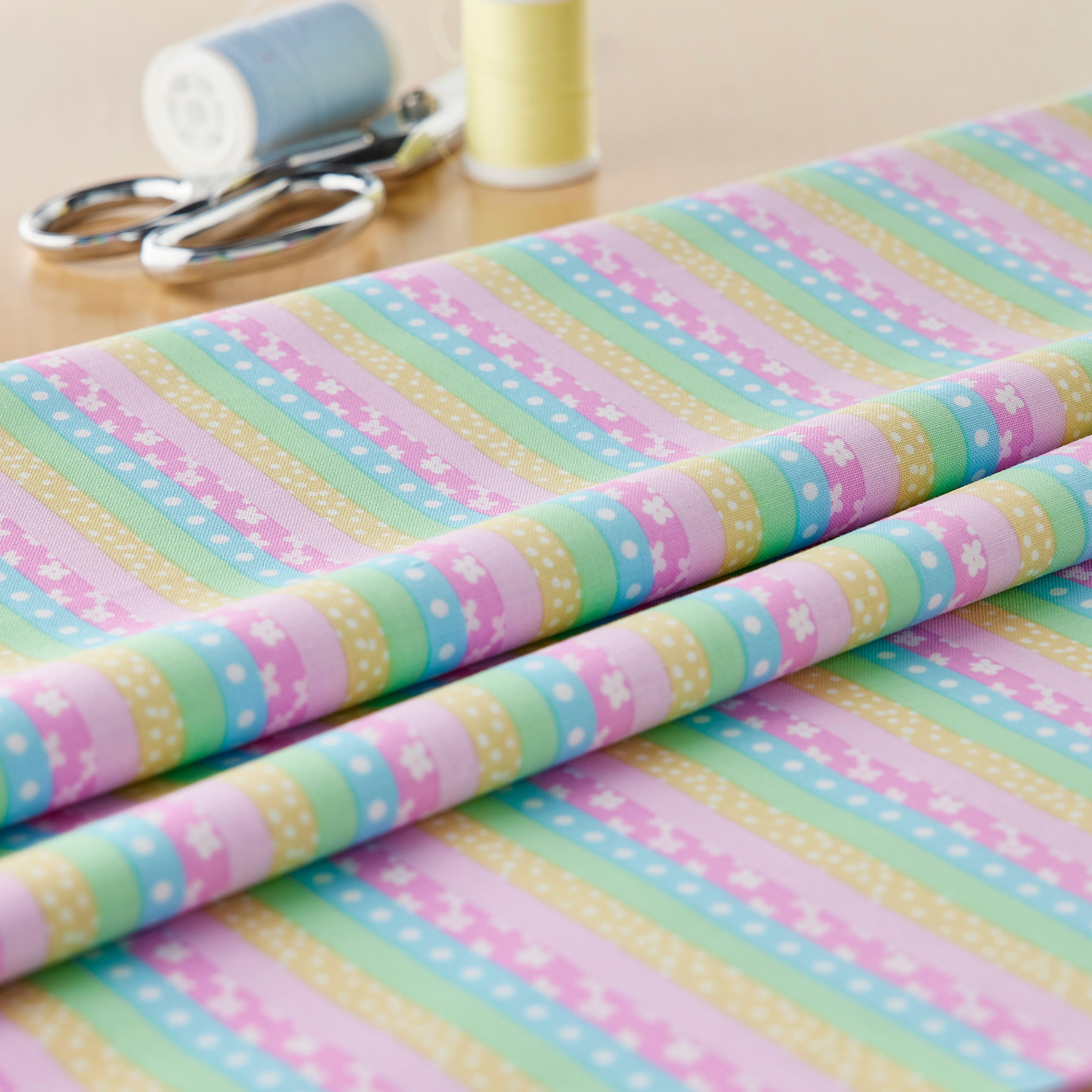 Fabric Traditions Flower Stripe Cotton Fabric