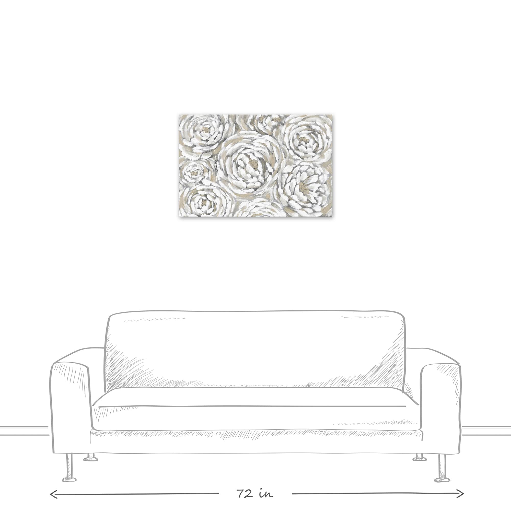 Cream &#x26; Gray Floral Canvas Wall Art