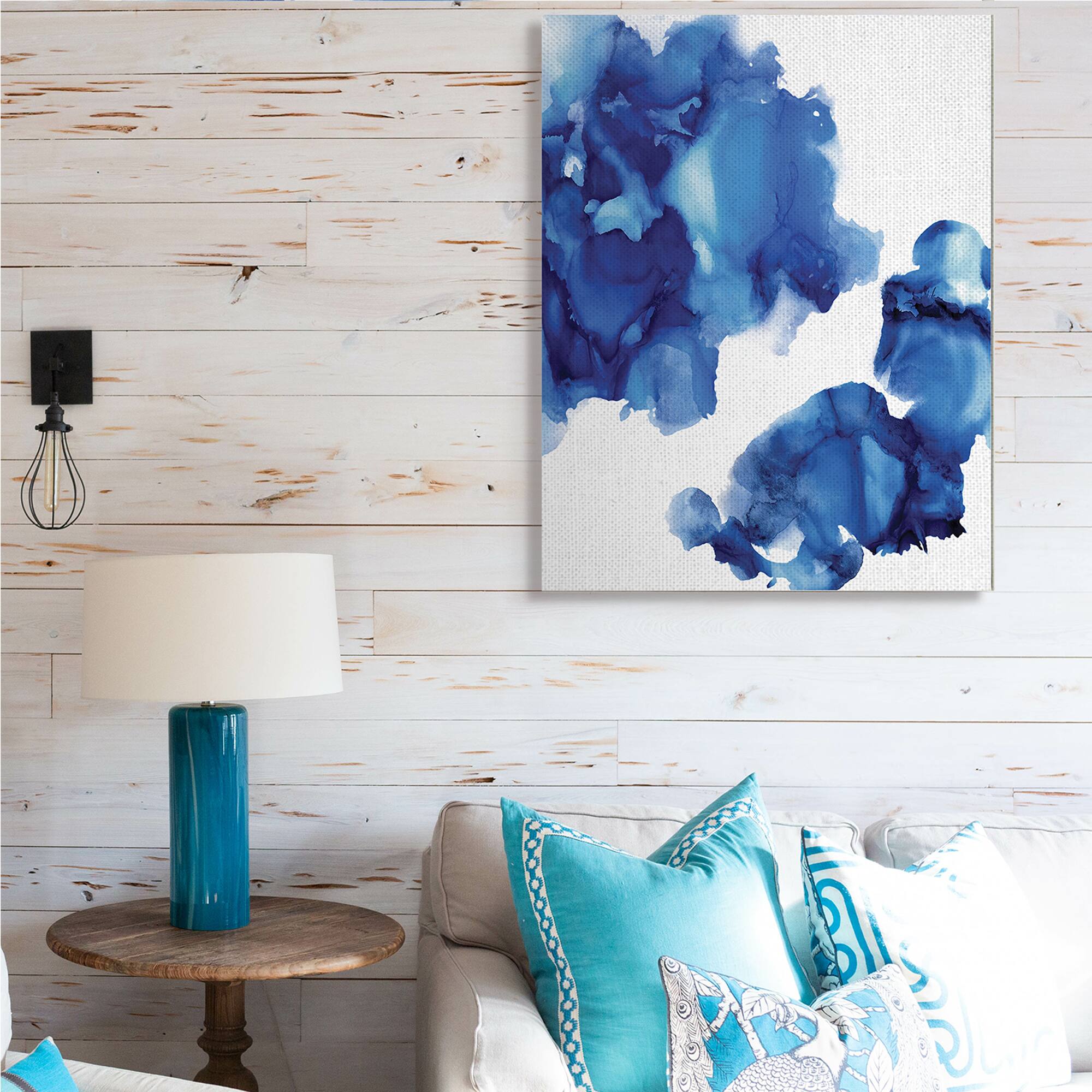 Stupell Industries Blue Abstract Ink Blot Canvas Wall Art