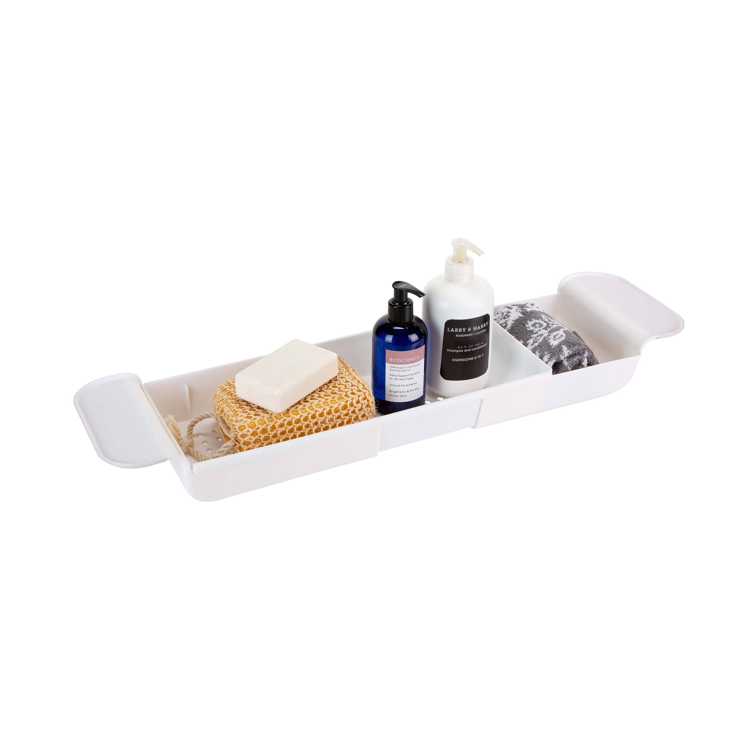 Bath Bliss White Expandable Non-Slip Bathtub Caddy