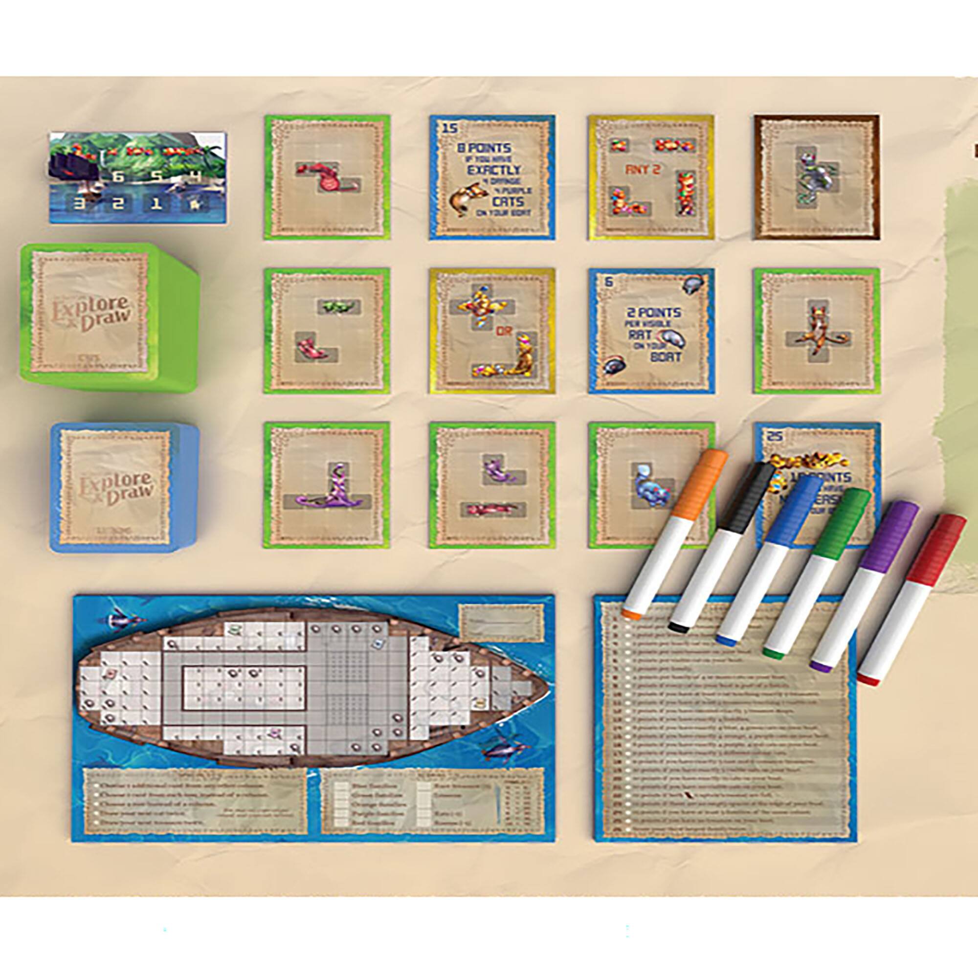 The Isle of Cats: Explore and Draw Board Game