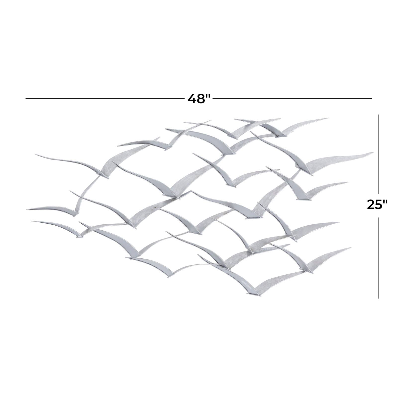 Silver Metal Contemporary Wall Decor, 25&#x22; x 48&#x22; x 3&#x22;