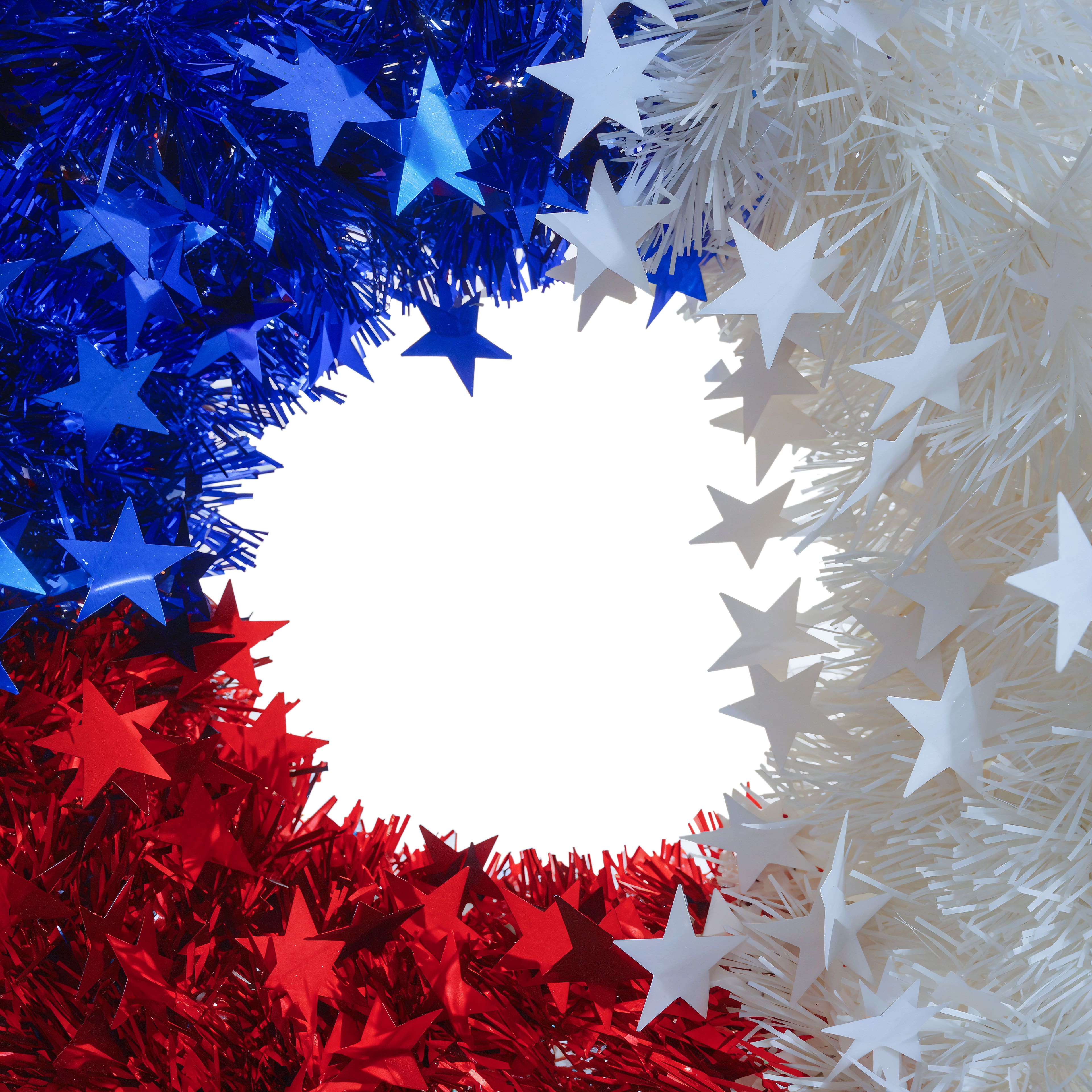 19&#x22; Red, White &#x26; Blue Tinsel Wreath by Celebrate It&#x2122;