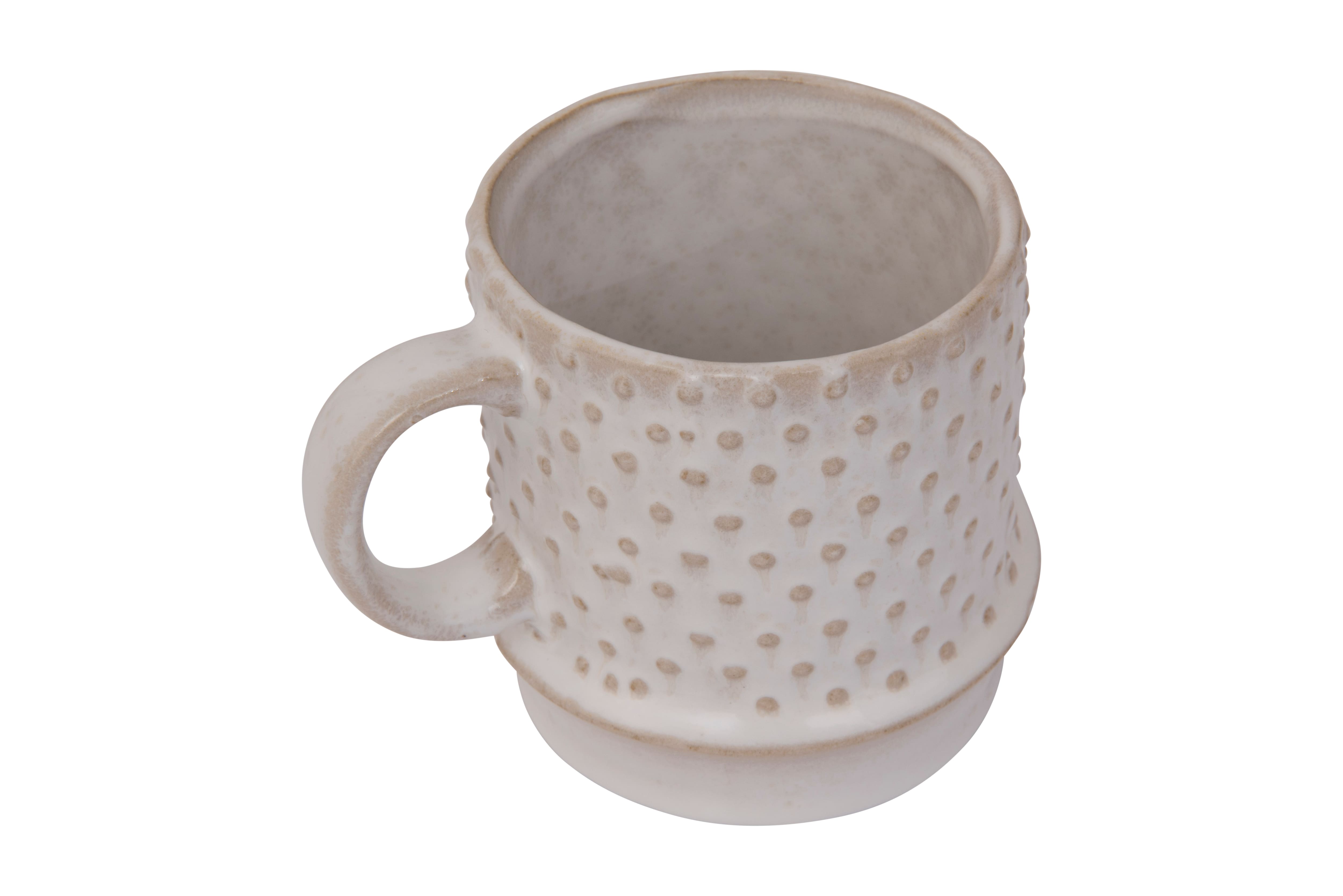 White Hobnail Pattern Stoneware Mug Set