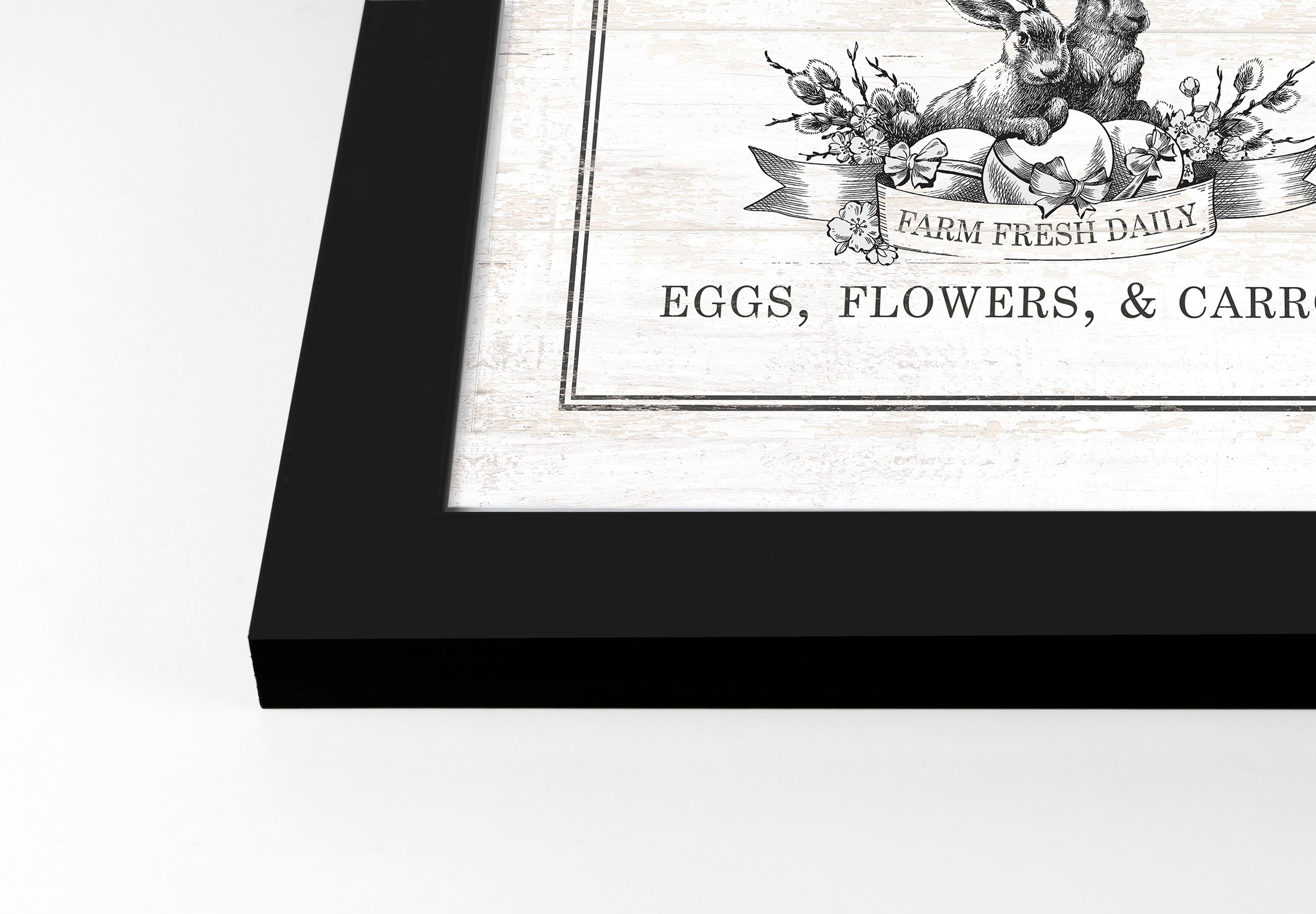 Easter Bunny Carrot Farm 4 11" x 14" Black Framed Print Under Plexiglass