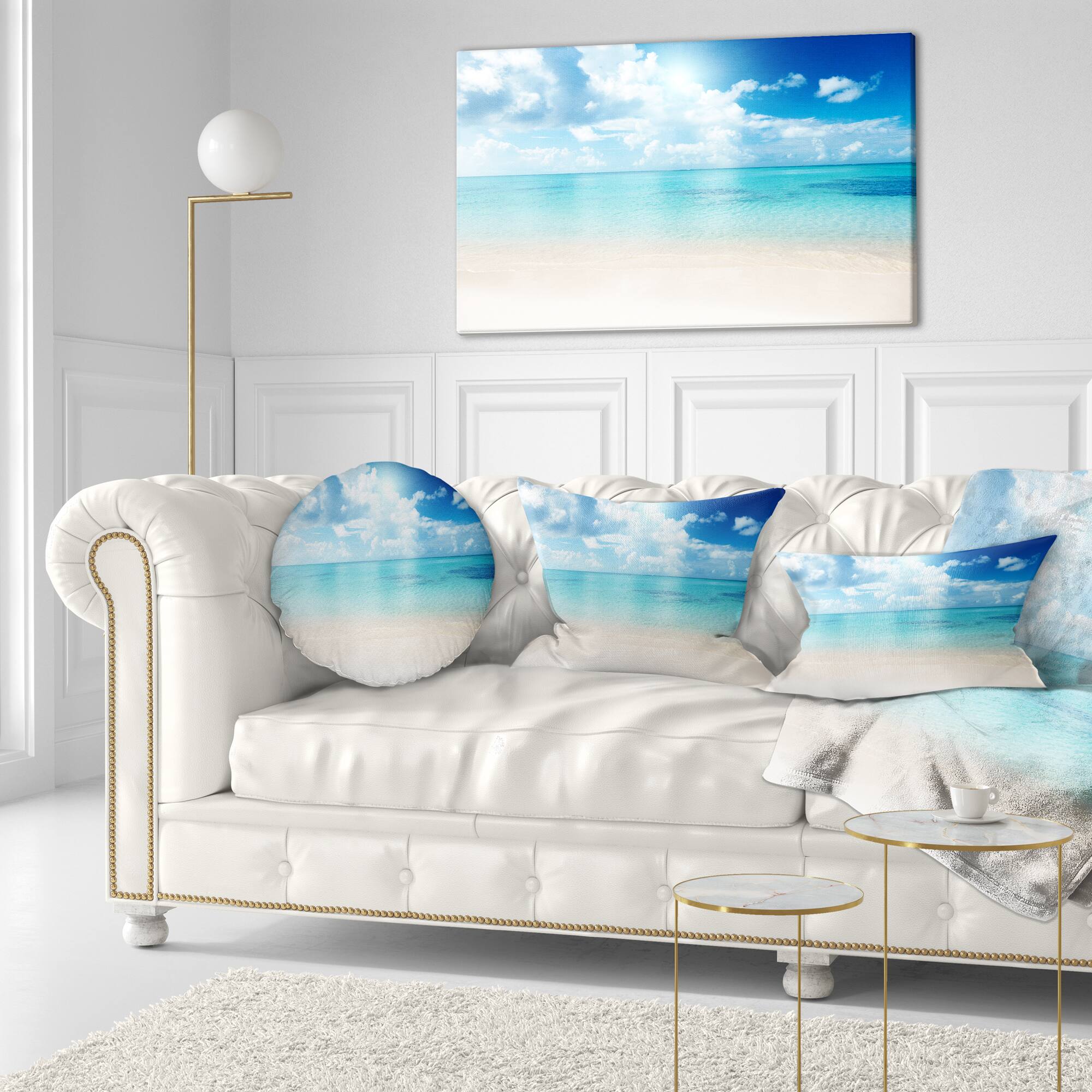 Designart - Sand of Beach in Blue Caribbean Sea - Modern Seascape Canvas Artwork