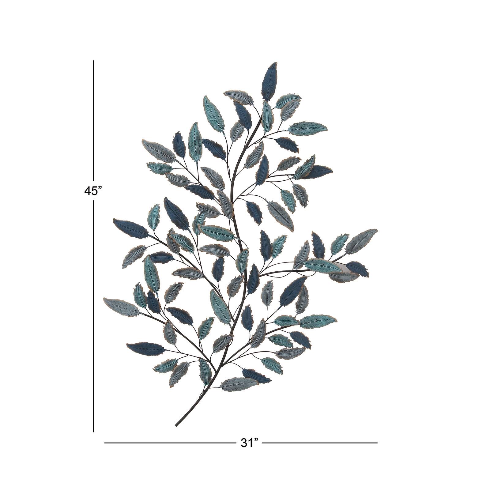 Blue Metal Leaf Traditional Wall Decor