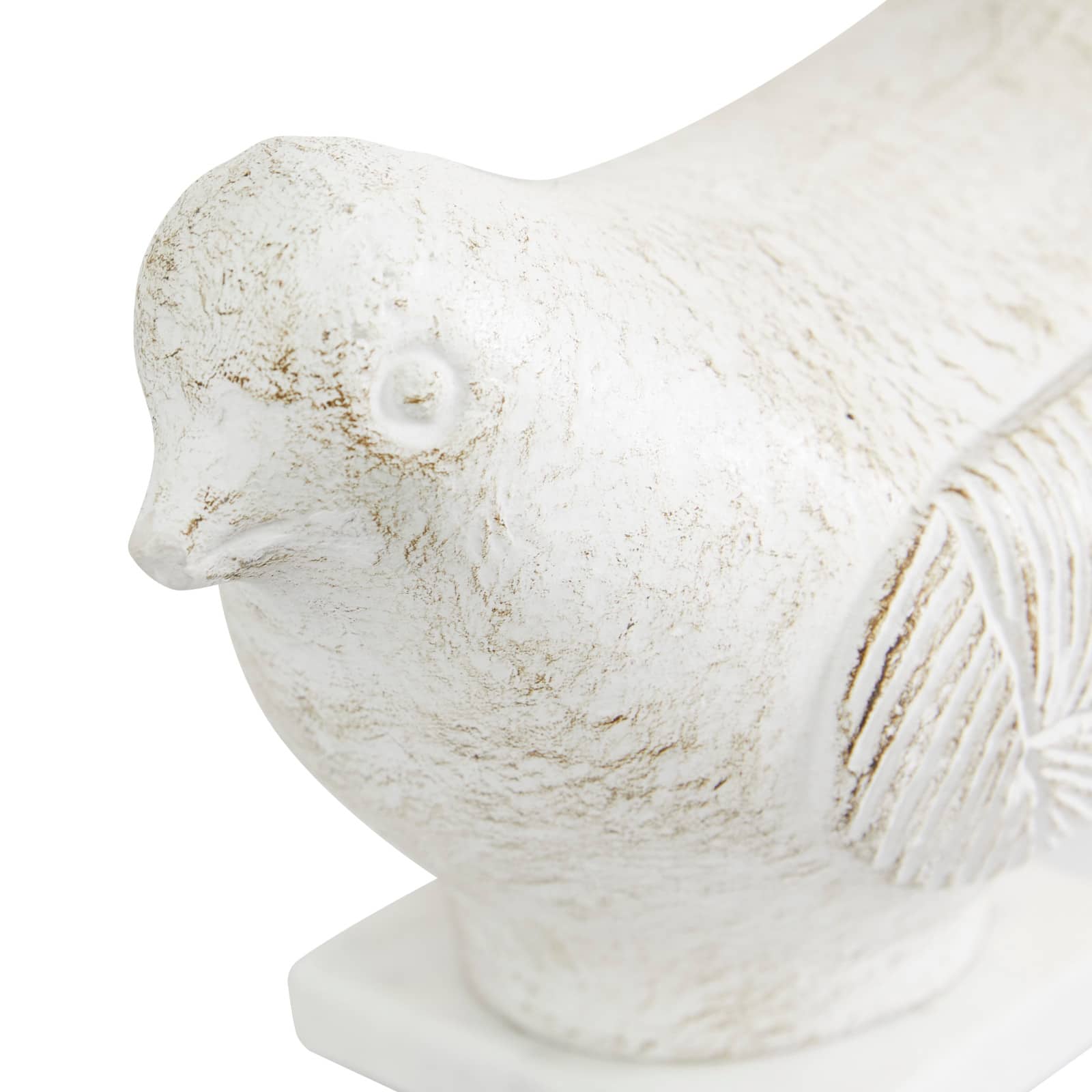 Set of 2 White Ceramic Coastal Bird Sculpture, 16.75", 18.25"