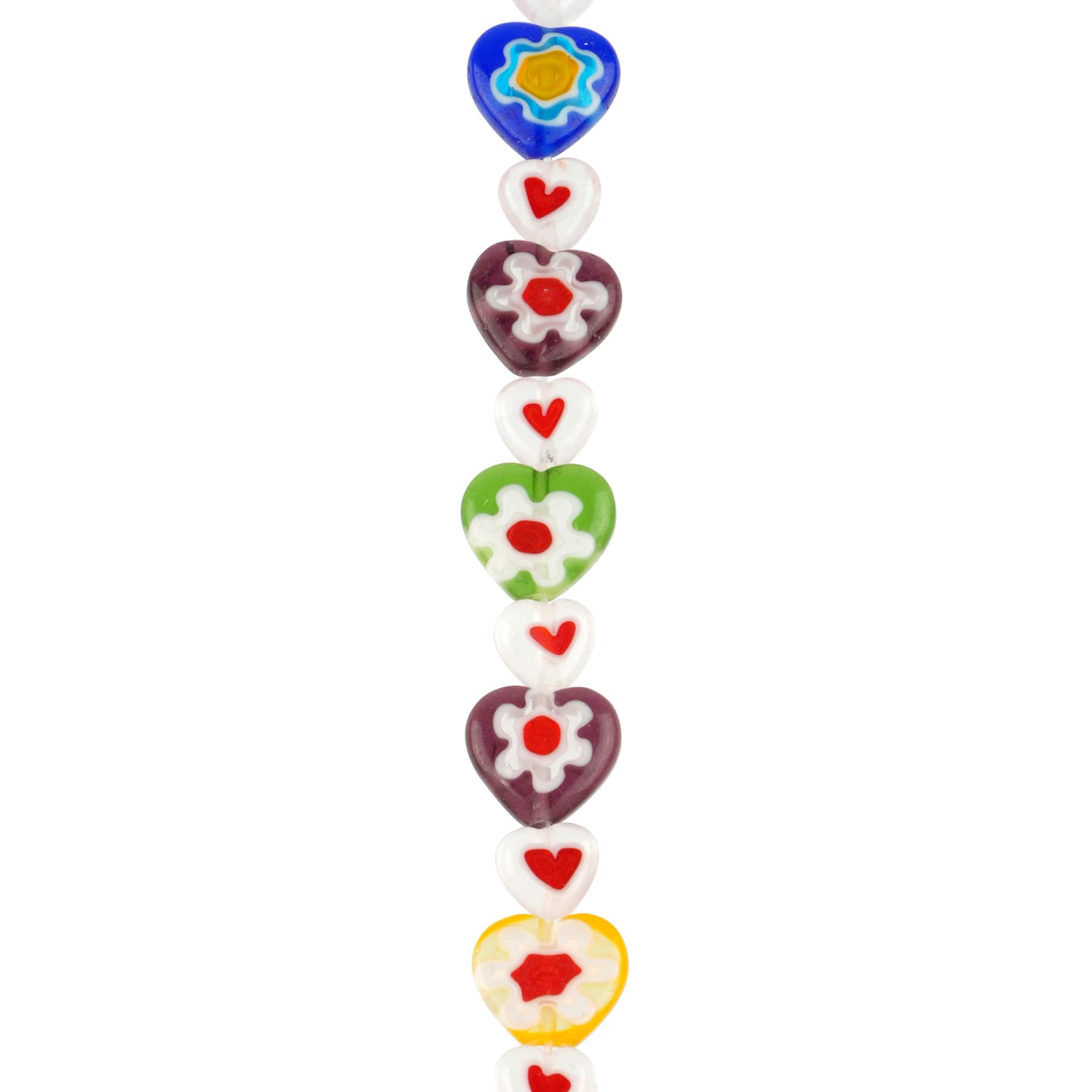 12 Packs: 20 ct. (240 total) Millefiori Flower Glass Heart Beads by Bead Landing™