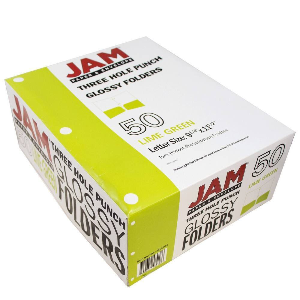 JAM Paper Laminated 2-Pocket Glossy 3-Hole Punch School Folders, 6ct.