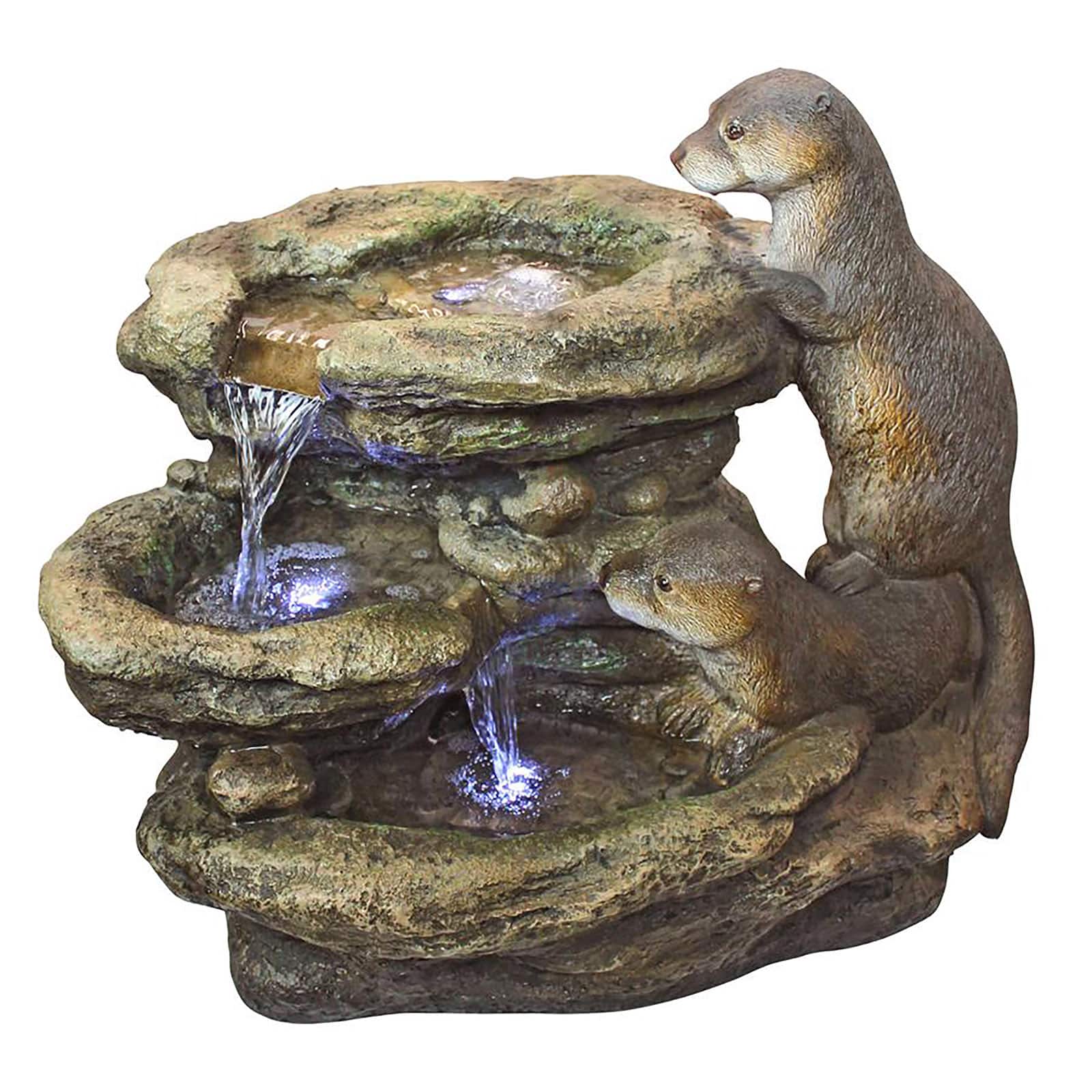 Bright Waters Otters Garden Fountain Sculpture