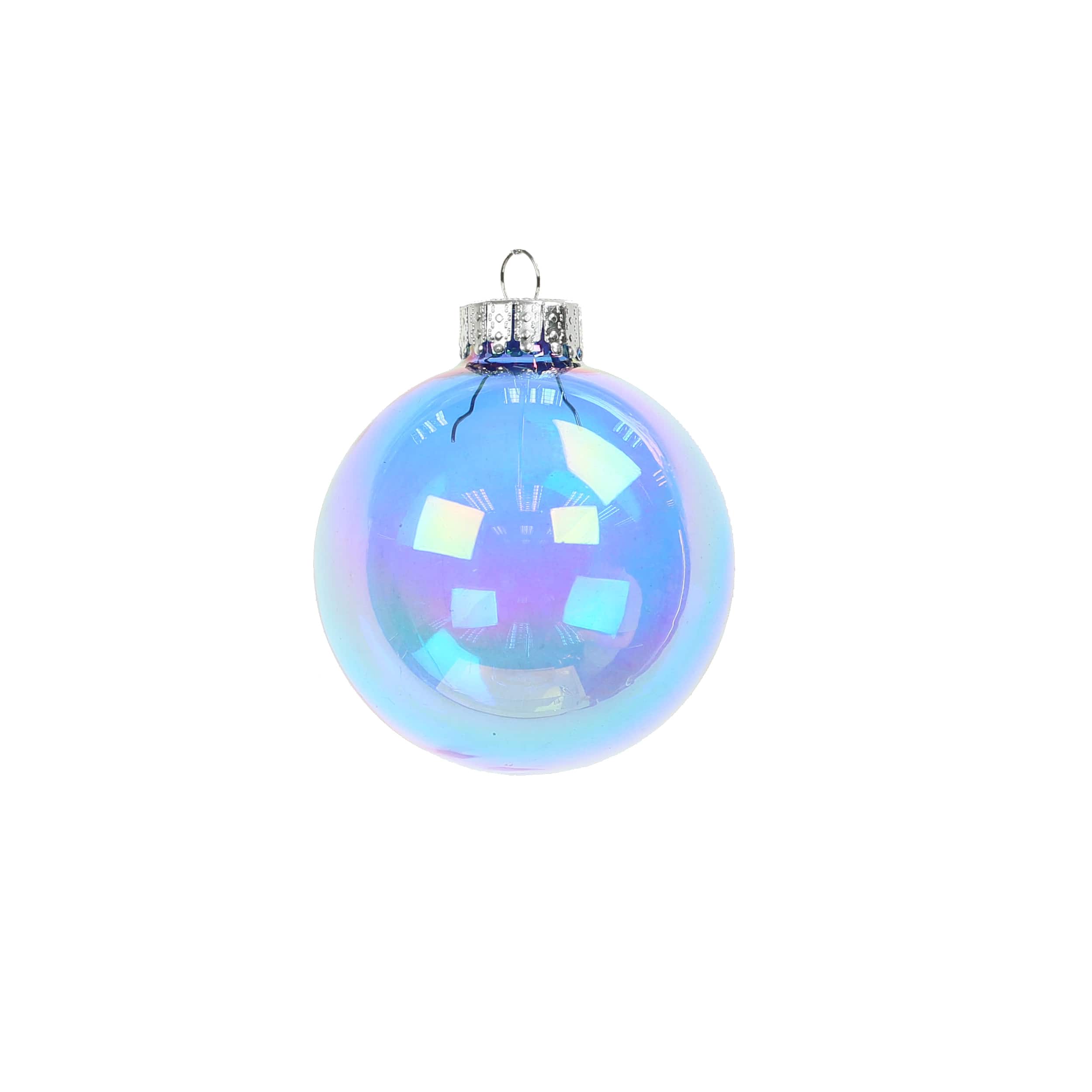 6 Pack 2.5&#x22; Light Blue Iridescent Glass Ball Ornaments by Ashland&#xAE;