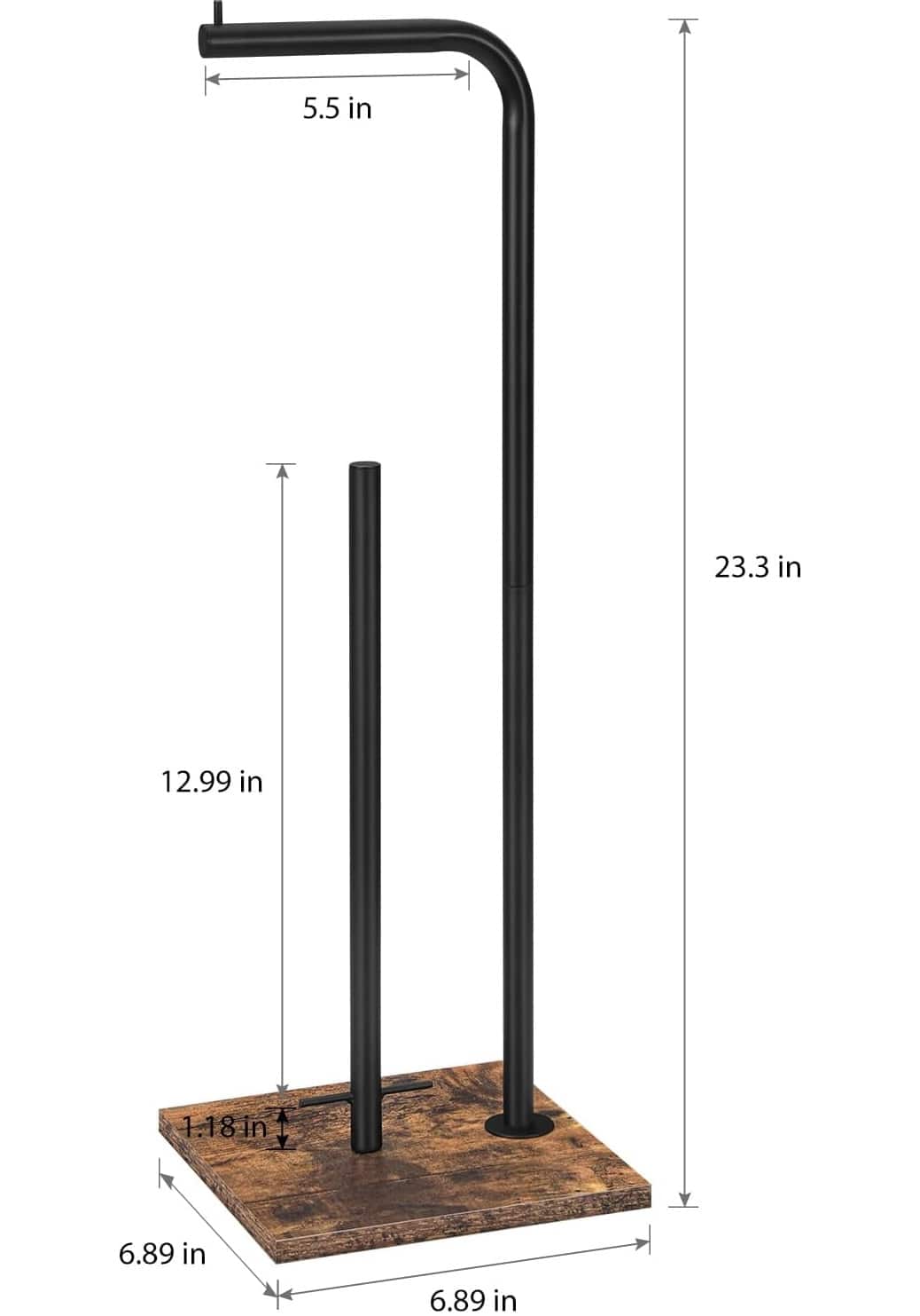 Black Freestanding Metal Toilet Paper Holder Stand