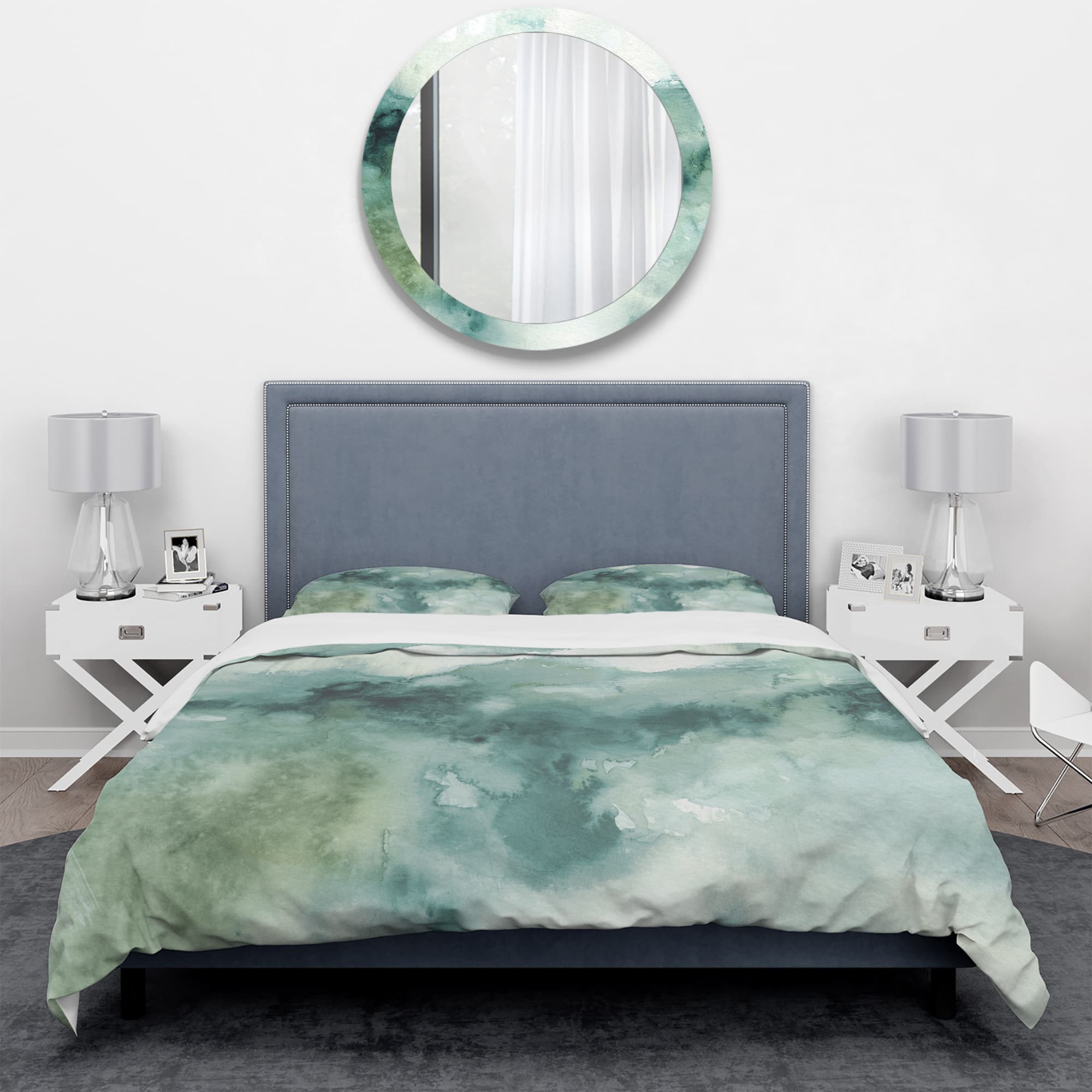 Designart &#x27;Lost into the Blue&#x27; Geometric Bedding Set - Duvet Cover &#x26; Shams