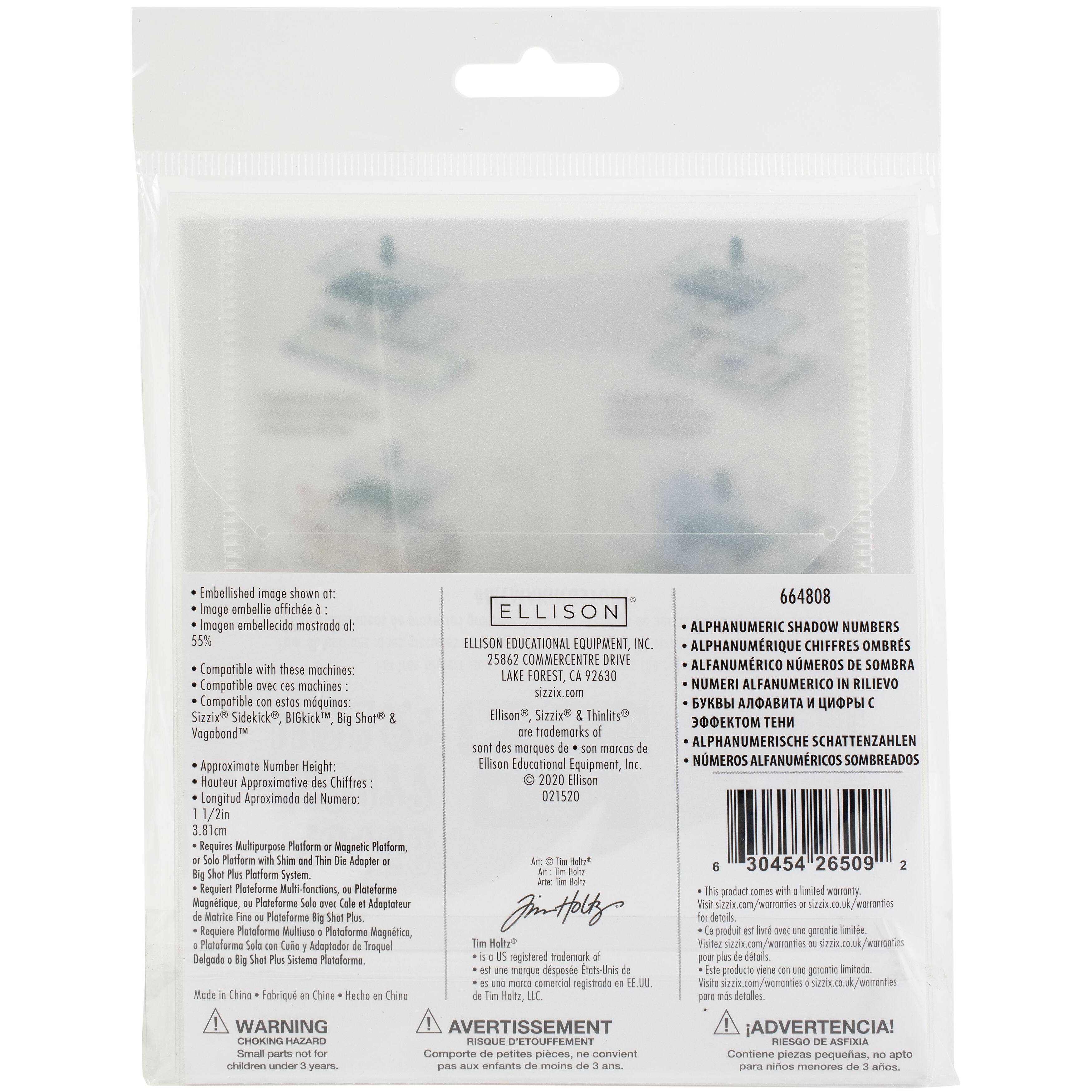 Sizzix® Thinlits® Alphanumeric Shadow Numbers Die Set by Tim Holtz®