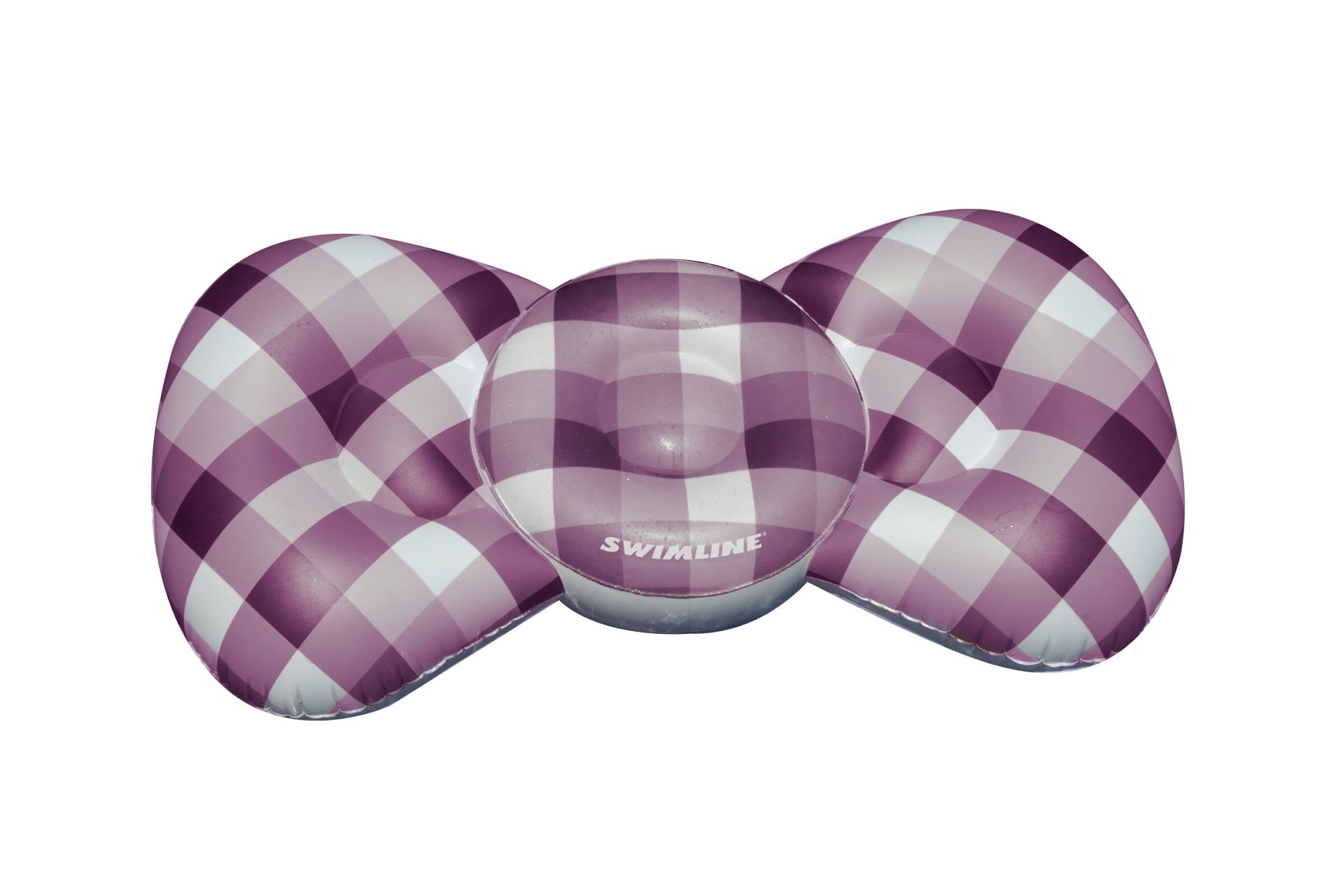Swimline 6ft. Inflatable Purple & White Checkered Bow Tie Swimming Pool Float