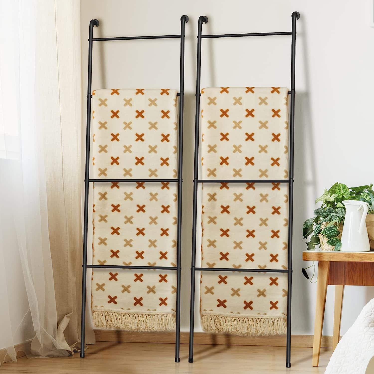 NEX Black Metal Blanket Ladder Holder Set Michaels