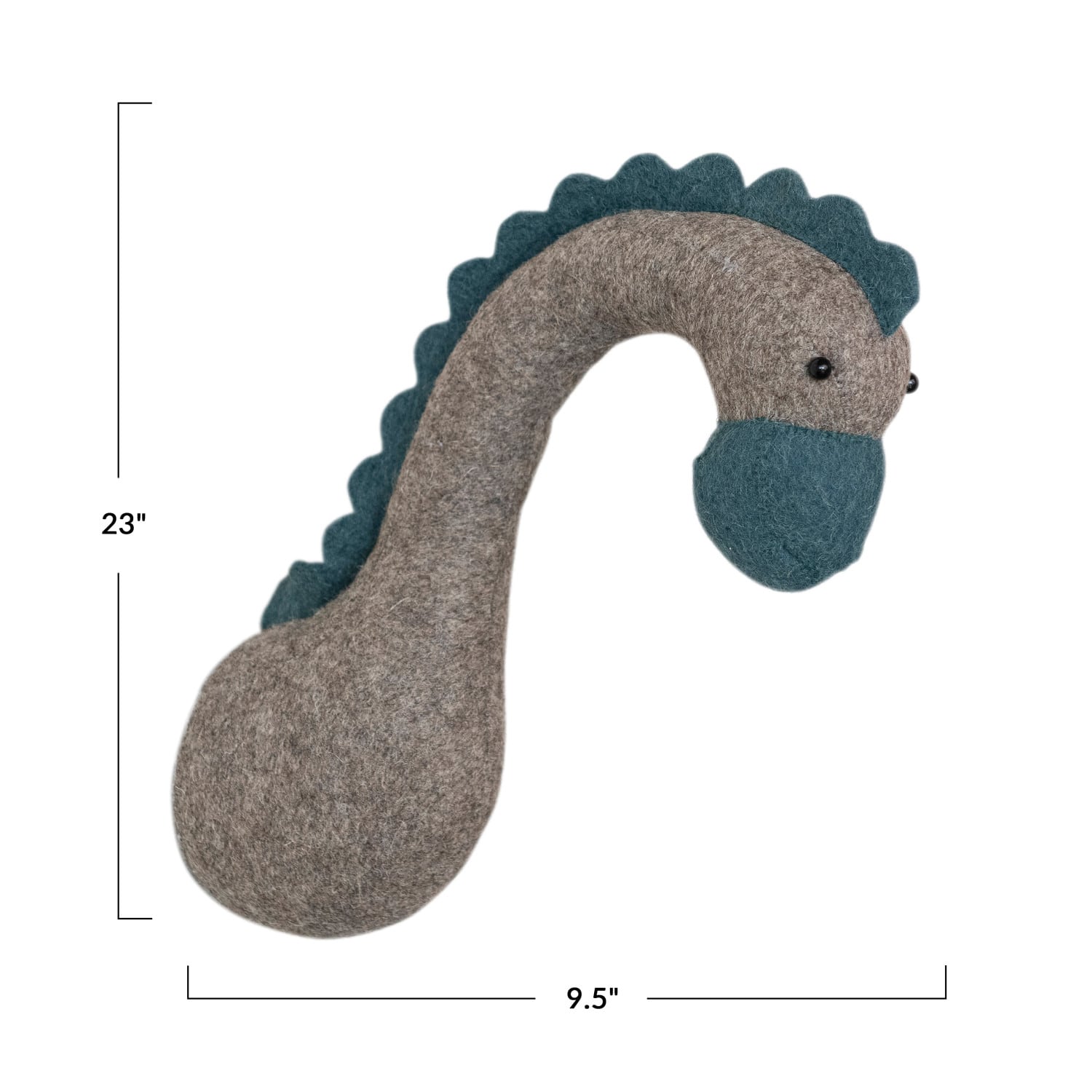 Gray &#x26; Blue Wool Felt Wall Hanging Dinosaur Head D&#xE9;cor