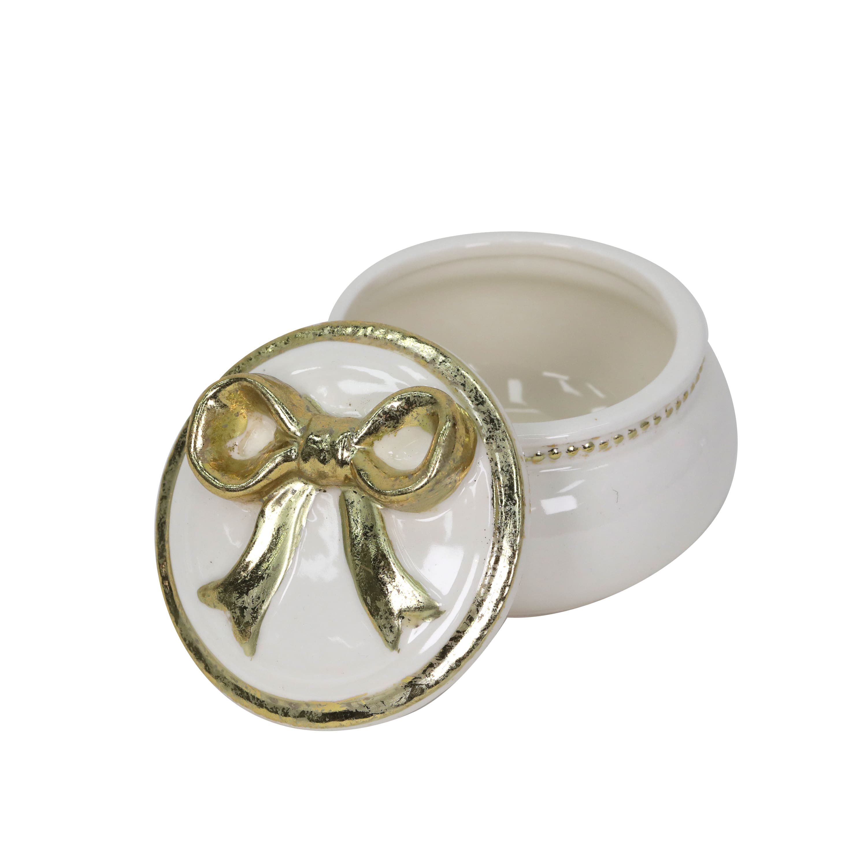 4&#x22; Ceramic Trinket Box with Bow by Ashland&#xAE;