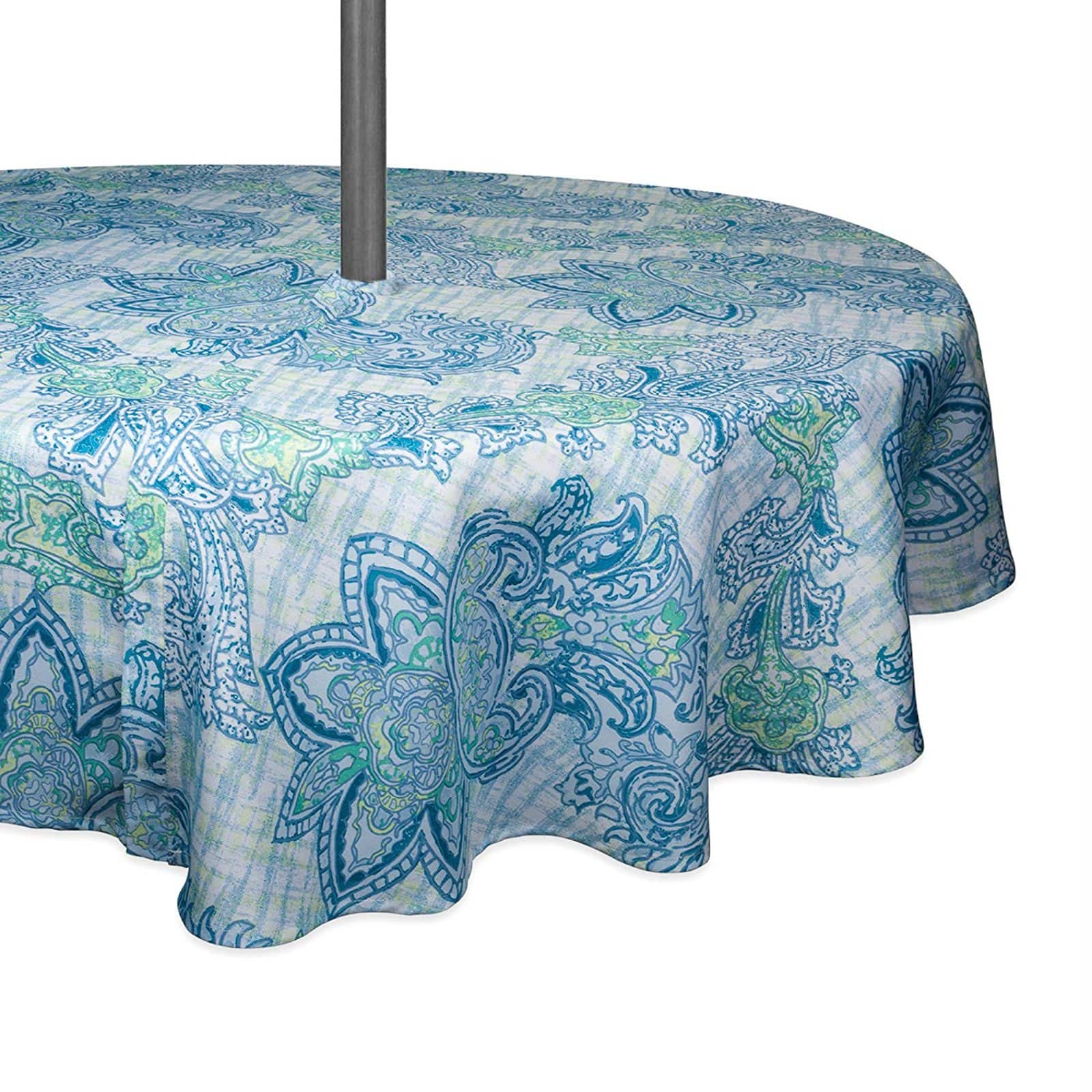 DII® 60" Blue Watercolor Paisley Print Outdoor Tablecloth with Zipper