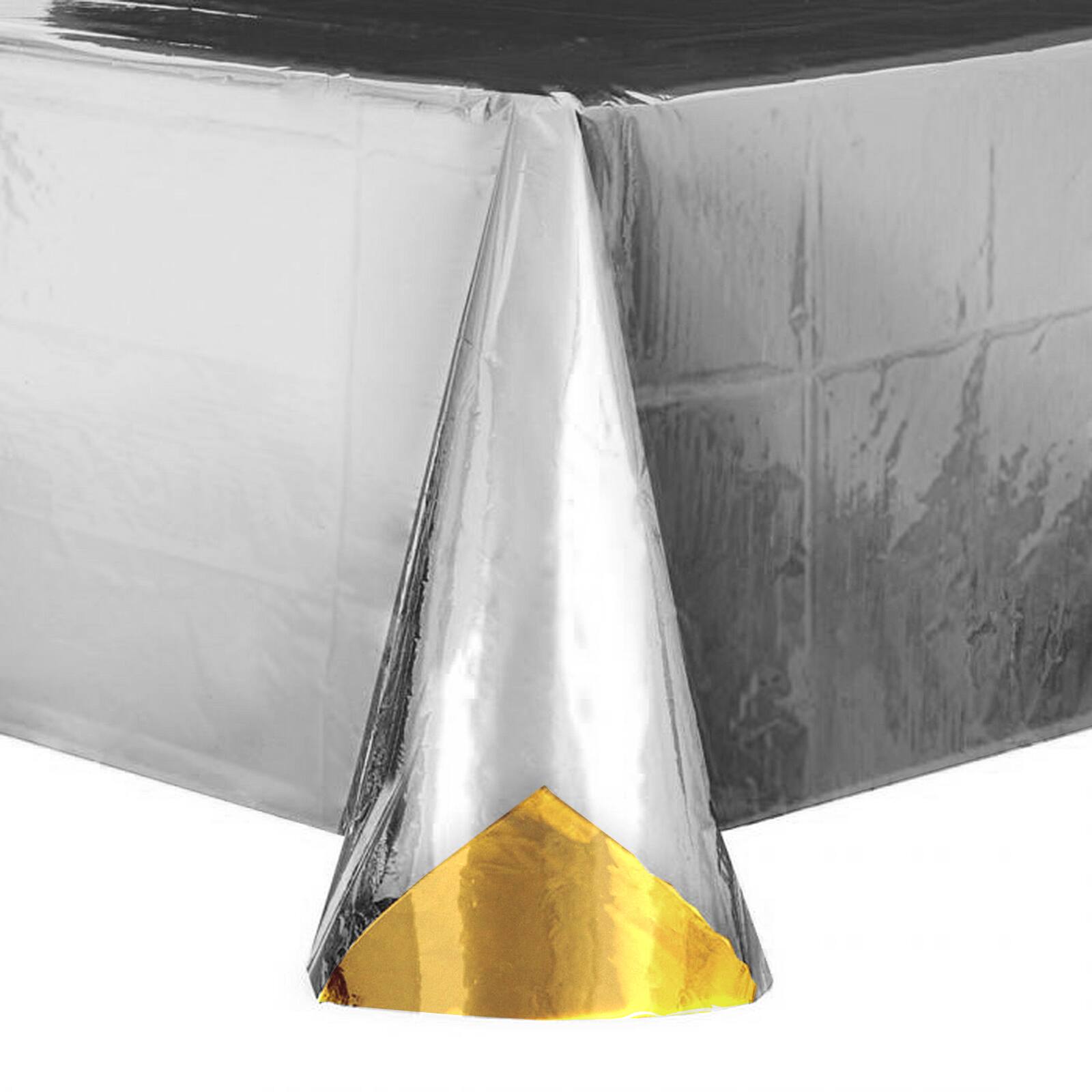 12 Pack: 9ft. Reversible Gold &#x26; Silver Foil Table Cover by Celebrate It&#x2122;