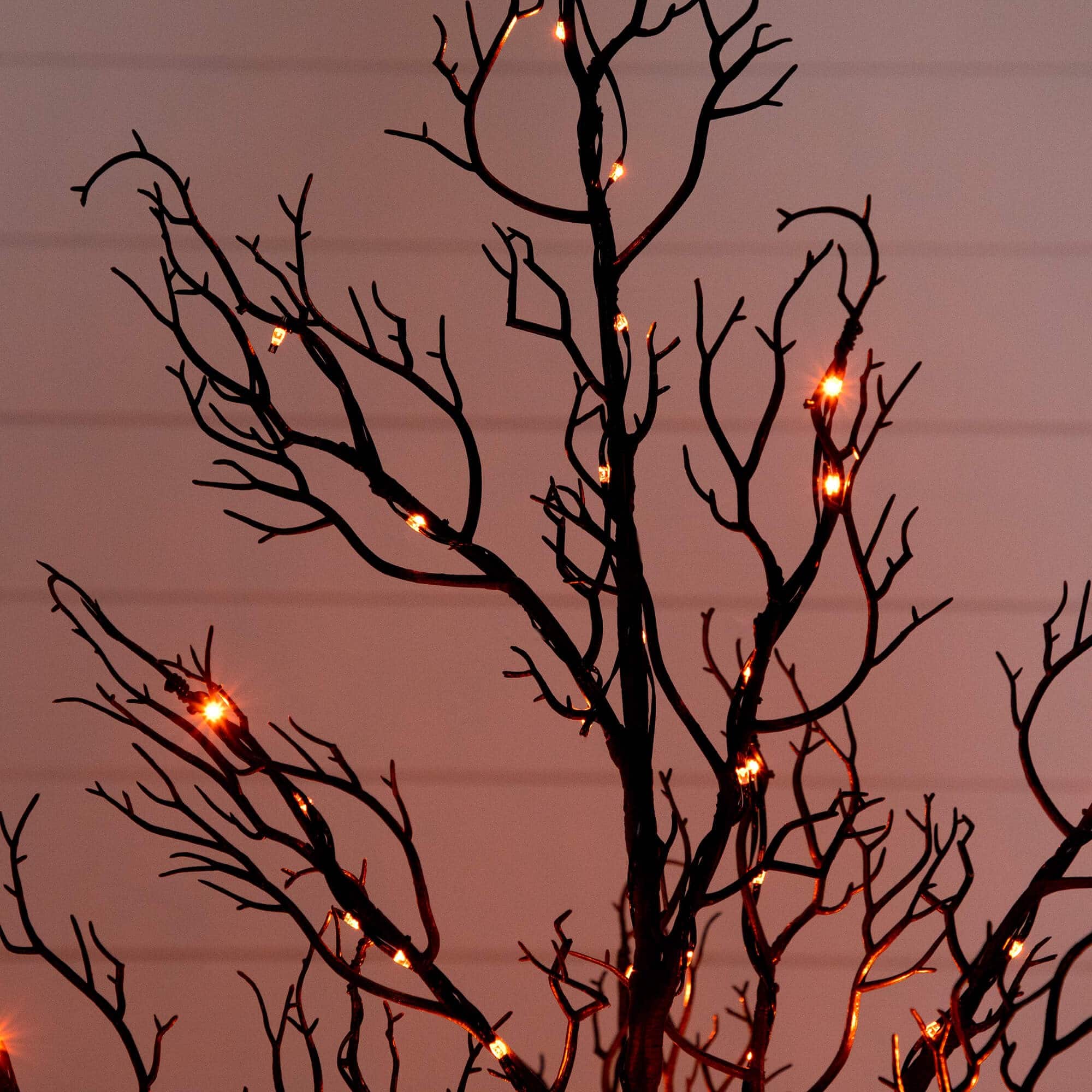 4ft. Pre-Lit Halloween Minimalist Twig Artificial Fall Tree with 160 Orange &#x26; Purple LED Lights