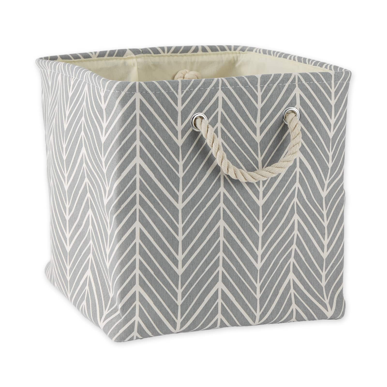 DII® 13" Gray Herringbone Square Fabric Bin
