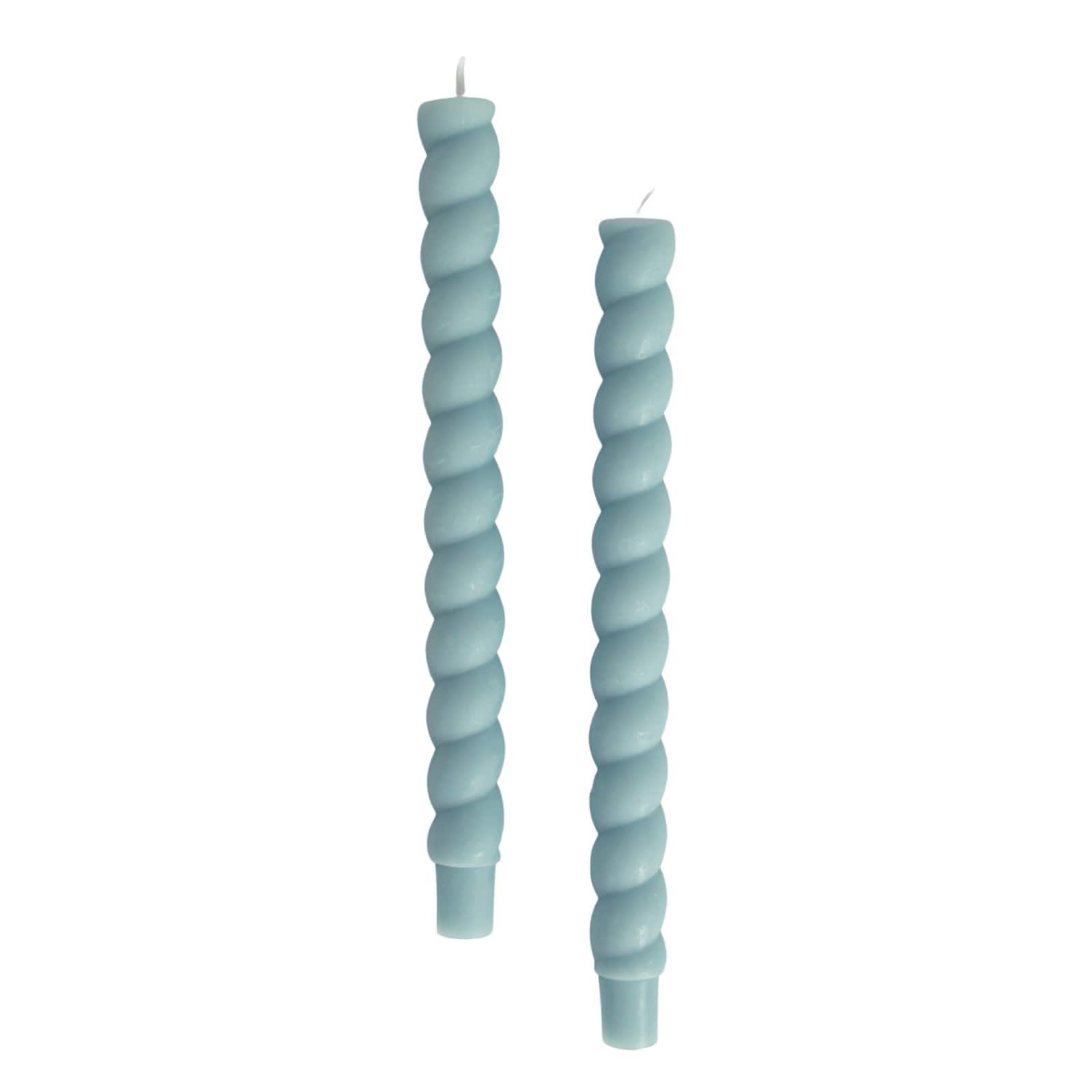 Hello Honey&#xAE; 10&#x22; Light Blue Unscented Twisted Taper Candles, 2ct.