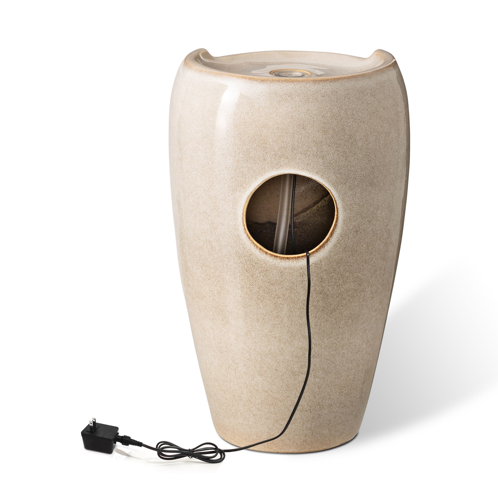 Glitzhome® 21" Sand Beige LED Ceramic Fountain