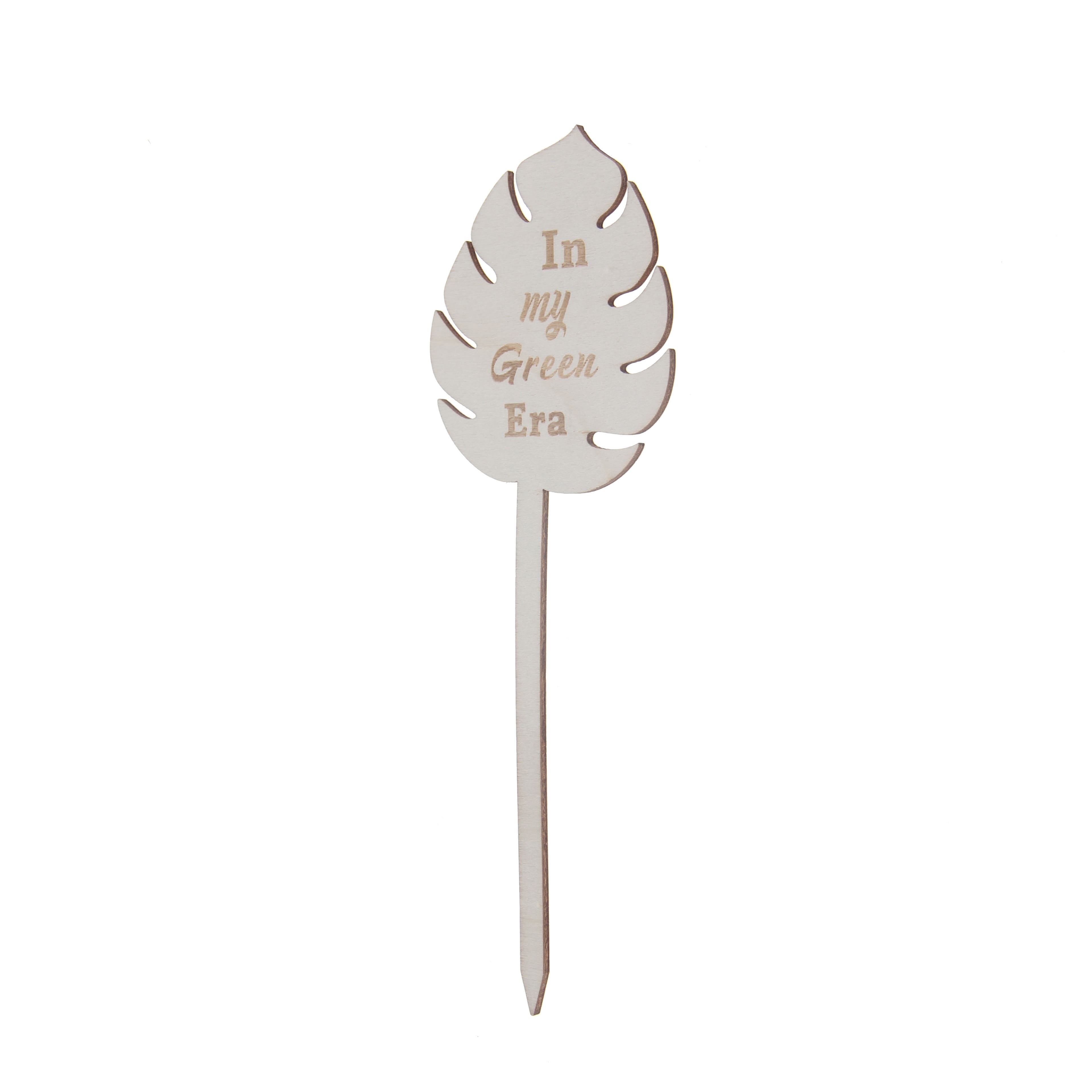 7.5&#x22; Unfinished In my Green Era Leaf Plywood Plant Pick by Make Market&#xAE;