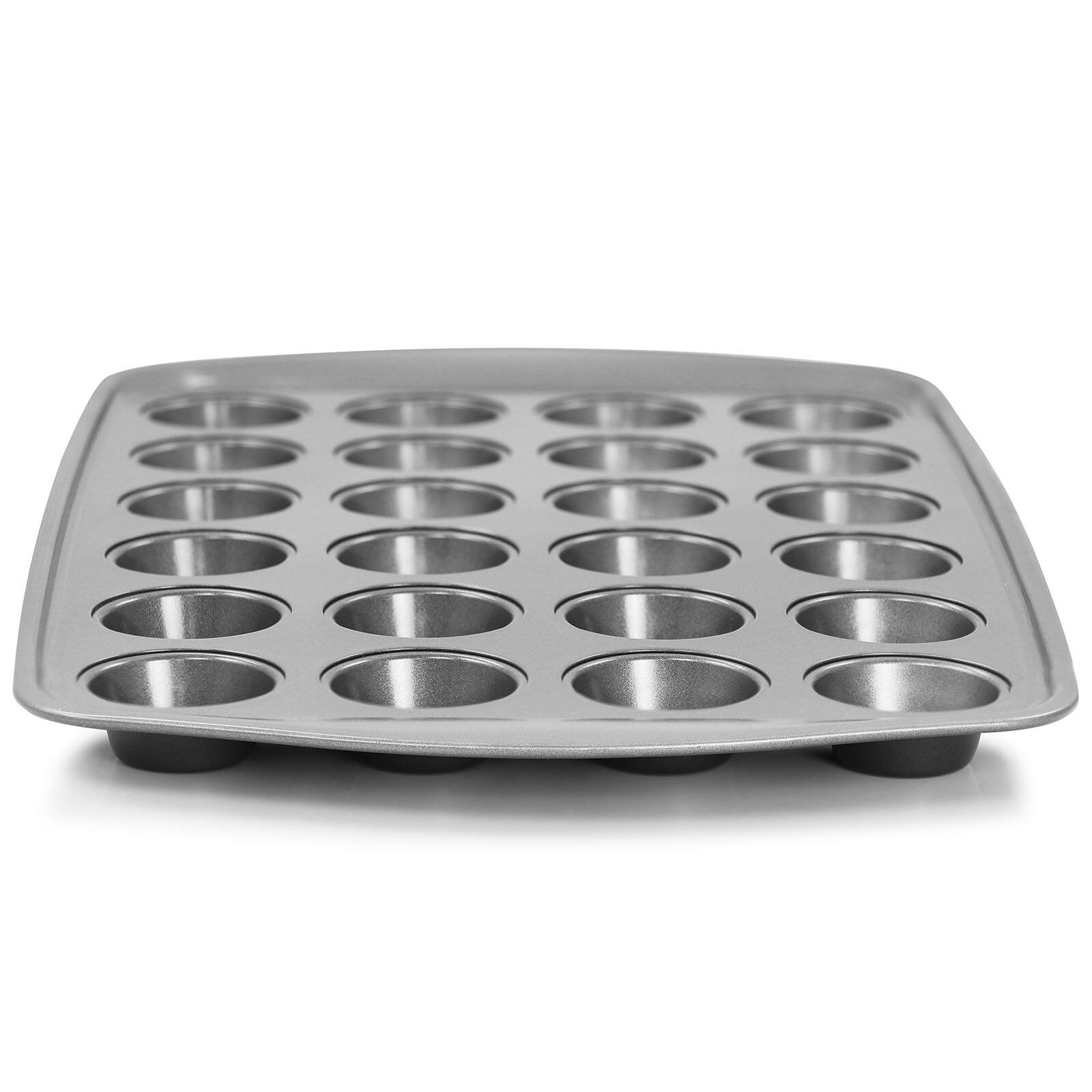 Gibson Baker's Friend Gray 24 Cup Nonstick Steel Mini Muffin Pan