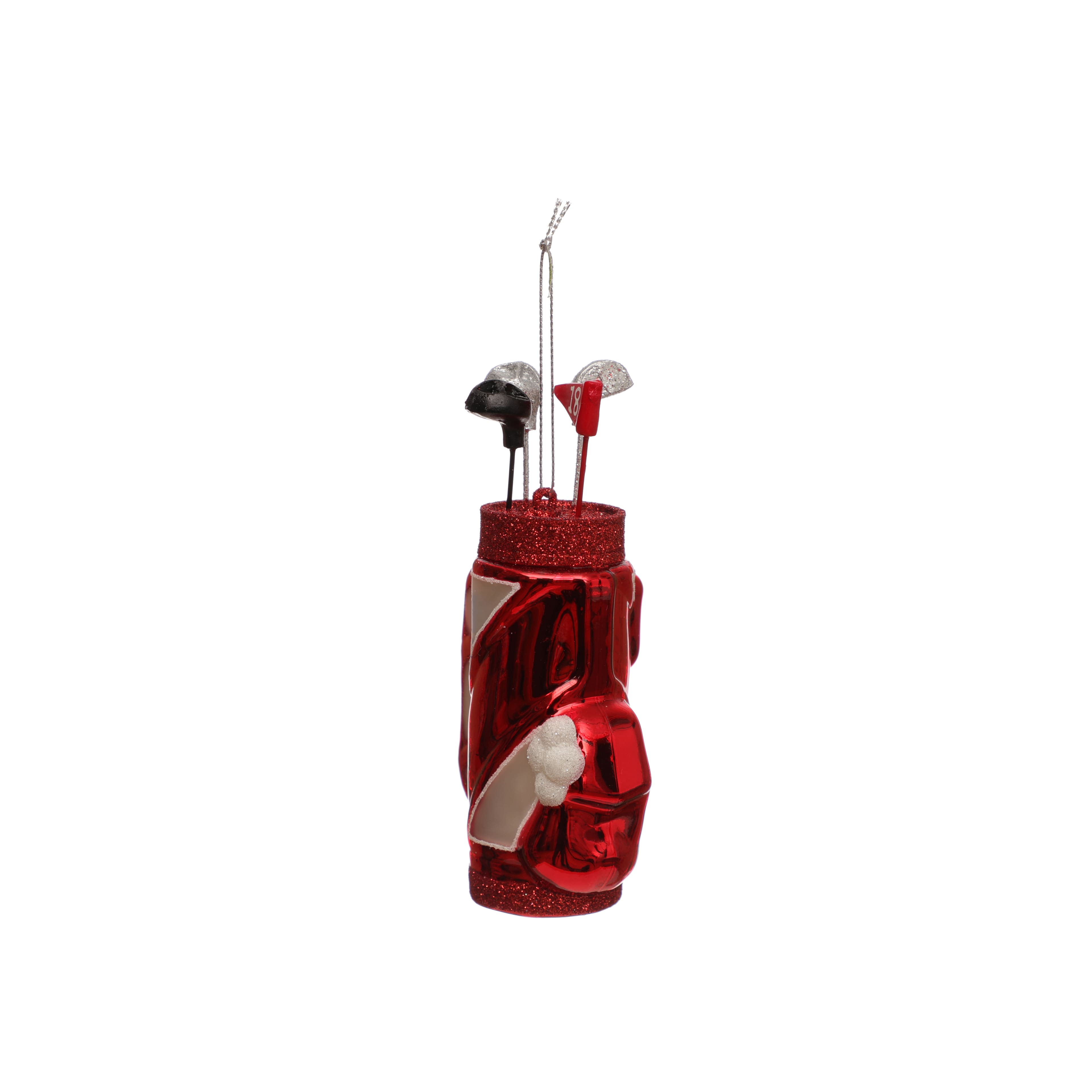 5&#x22; Red &#x26; White Golf Bag with Clubs Glass Ornament by Ashland&#xAE;