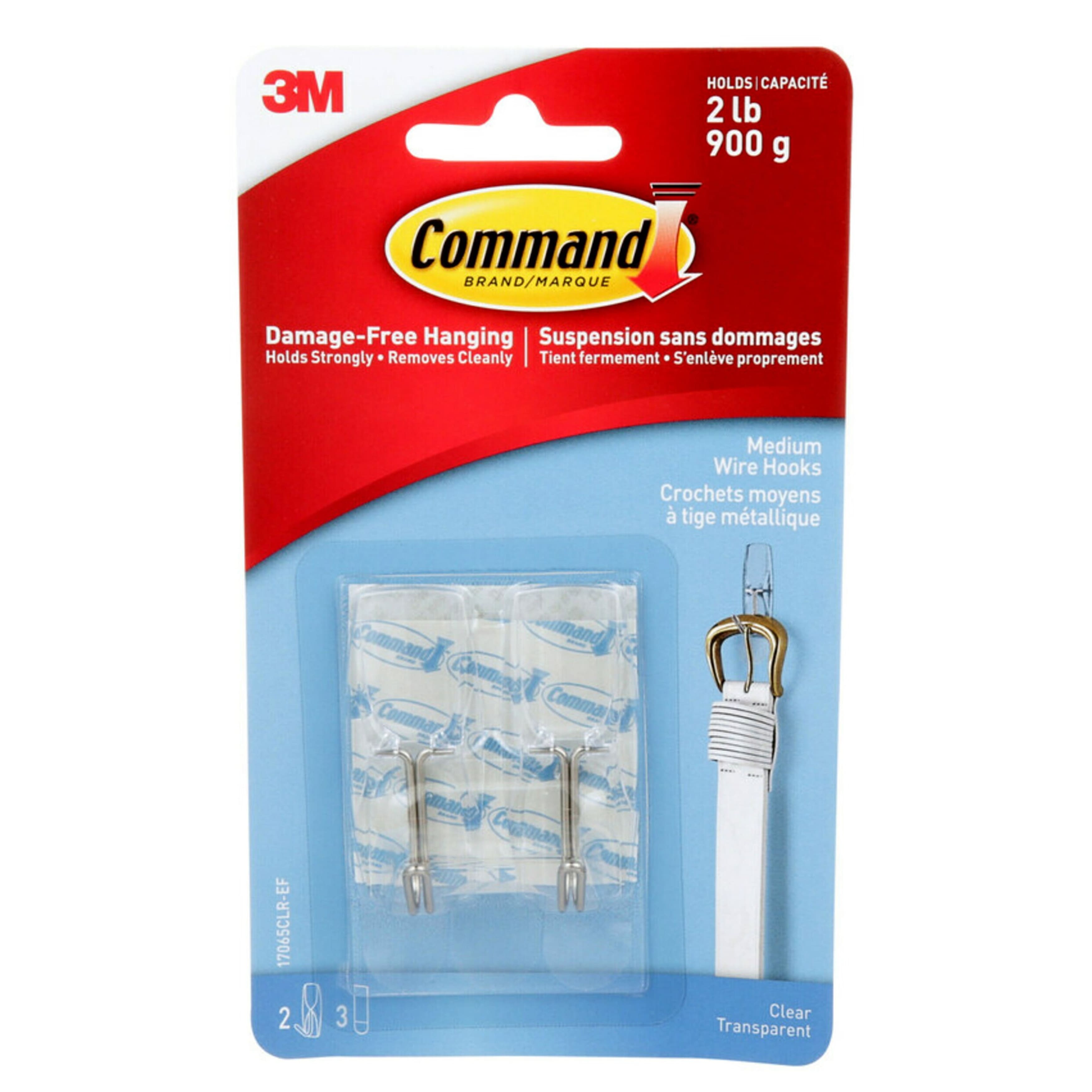 Command Medium Wire Toggle Hooks, Clear, 2-pk