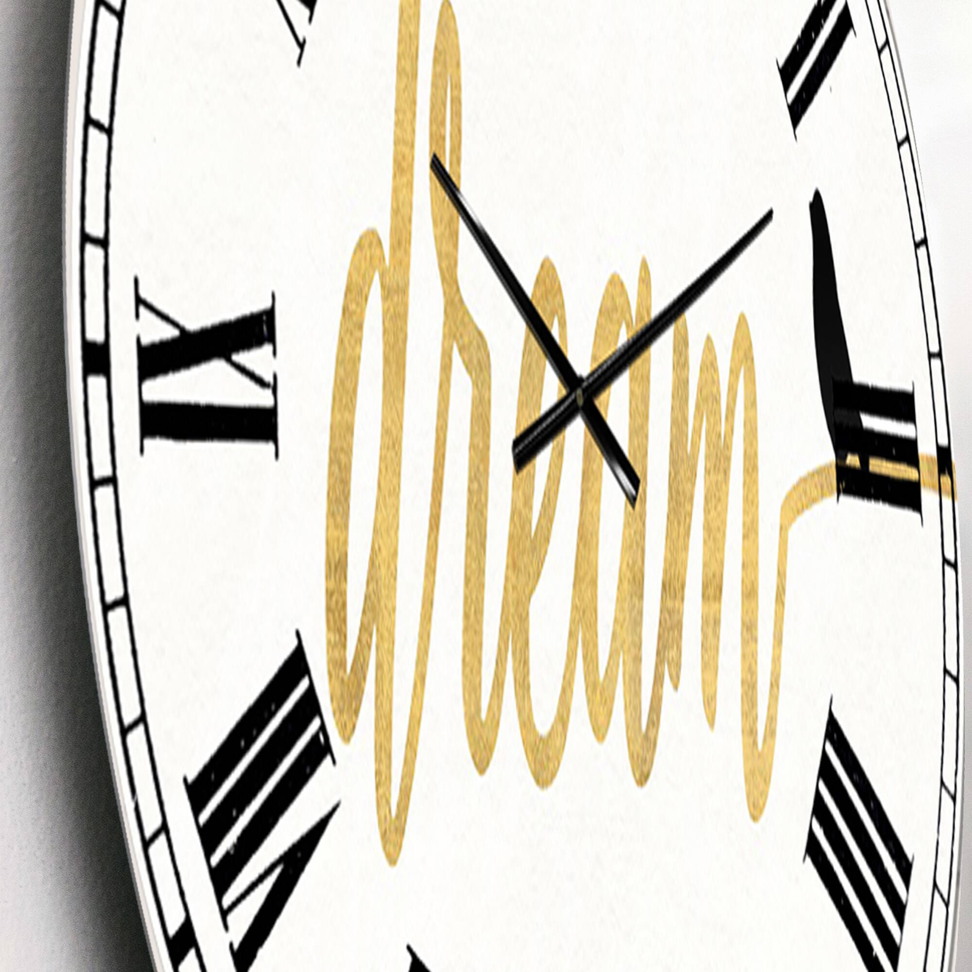 Designart 'Family Of Birds On Gold Words Ii Traditional Wall Clock