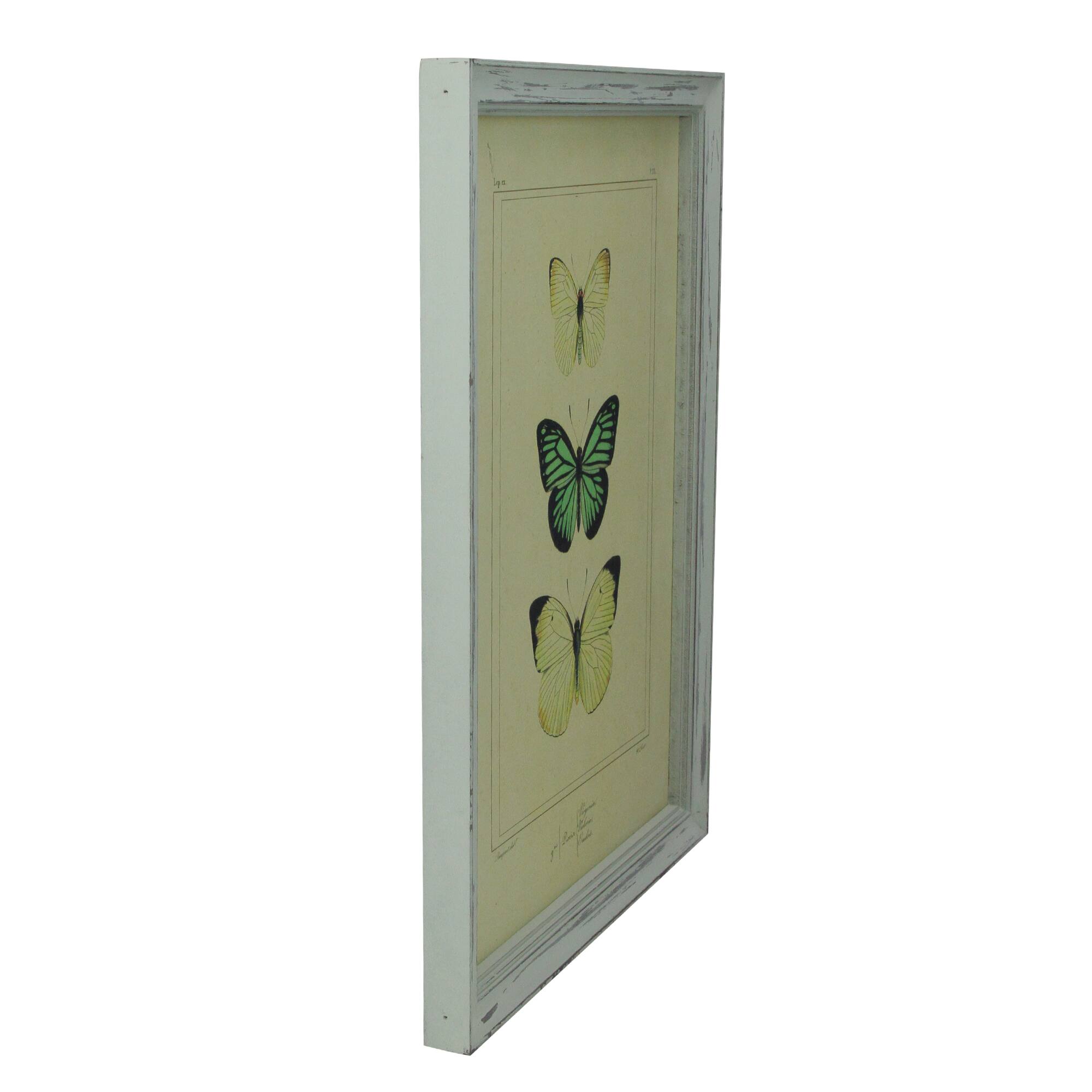 Yellow &#x26; Green Butterfly Print Wall Art