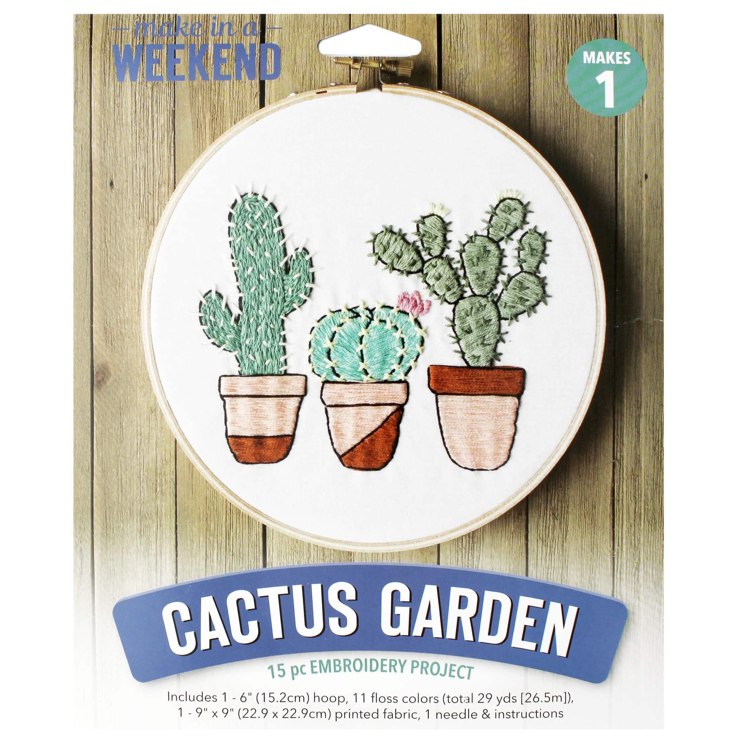 Leisure Arts&#xAE; Make in a Weekend 6&#x22; Cactus Garden Embroidery Kit