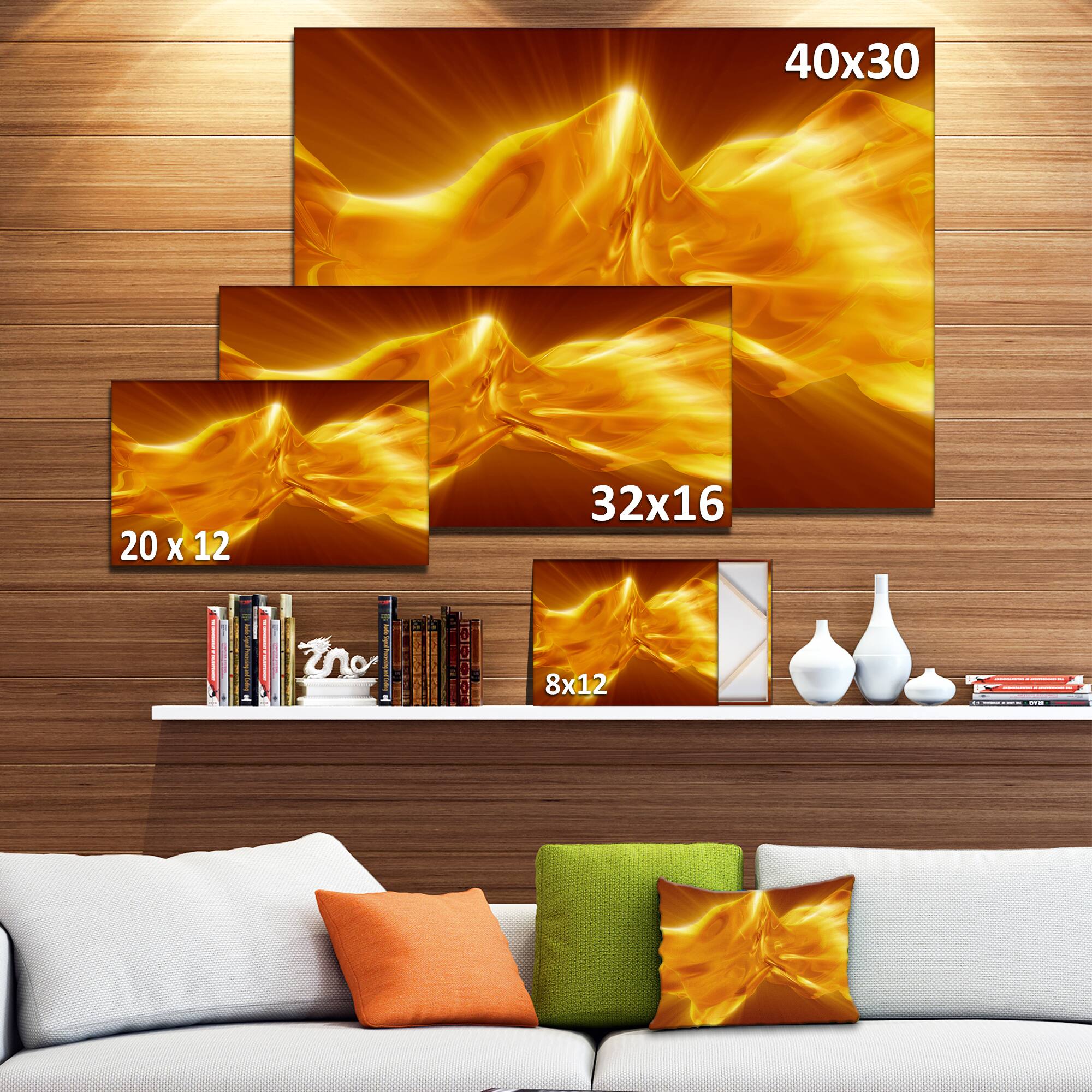 Designart - Plasmas and Liquid With Fiery Shine - Abstract Canvas Wall Art Print