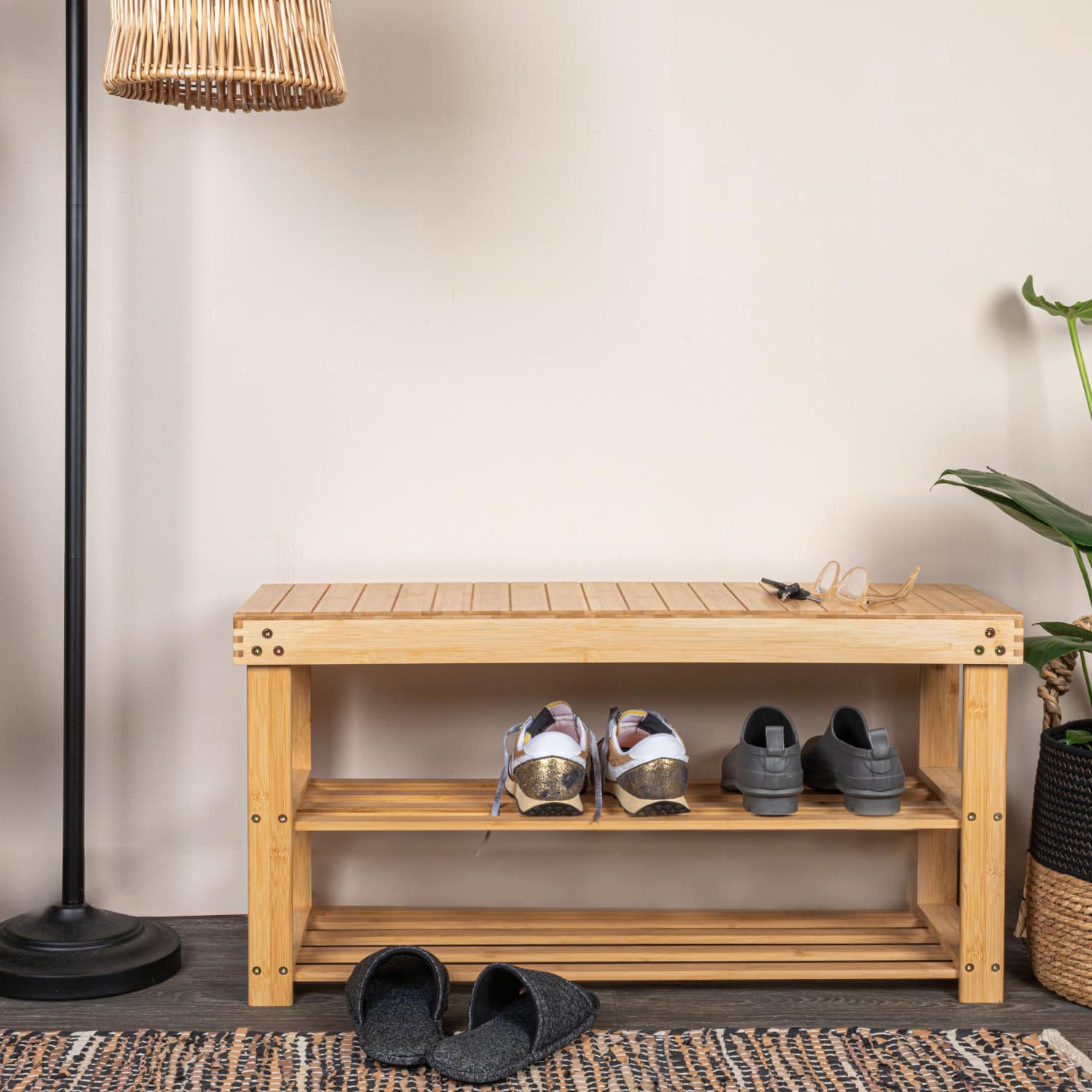 Household Essentials 2-Shelf Bamboo Bench