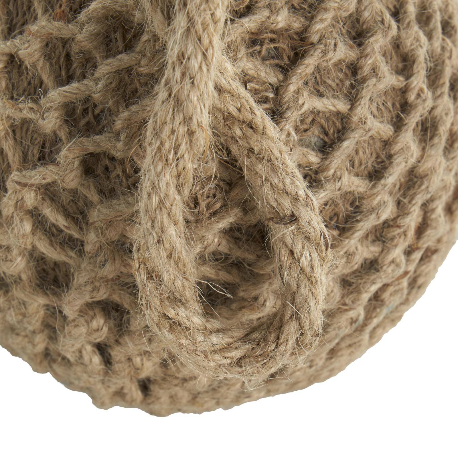 Brown Handmade Woven Knotted Rope & Cement Orb Sculpture with Handles Set