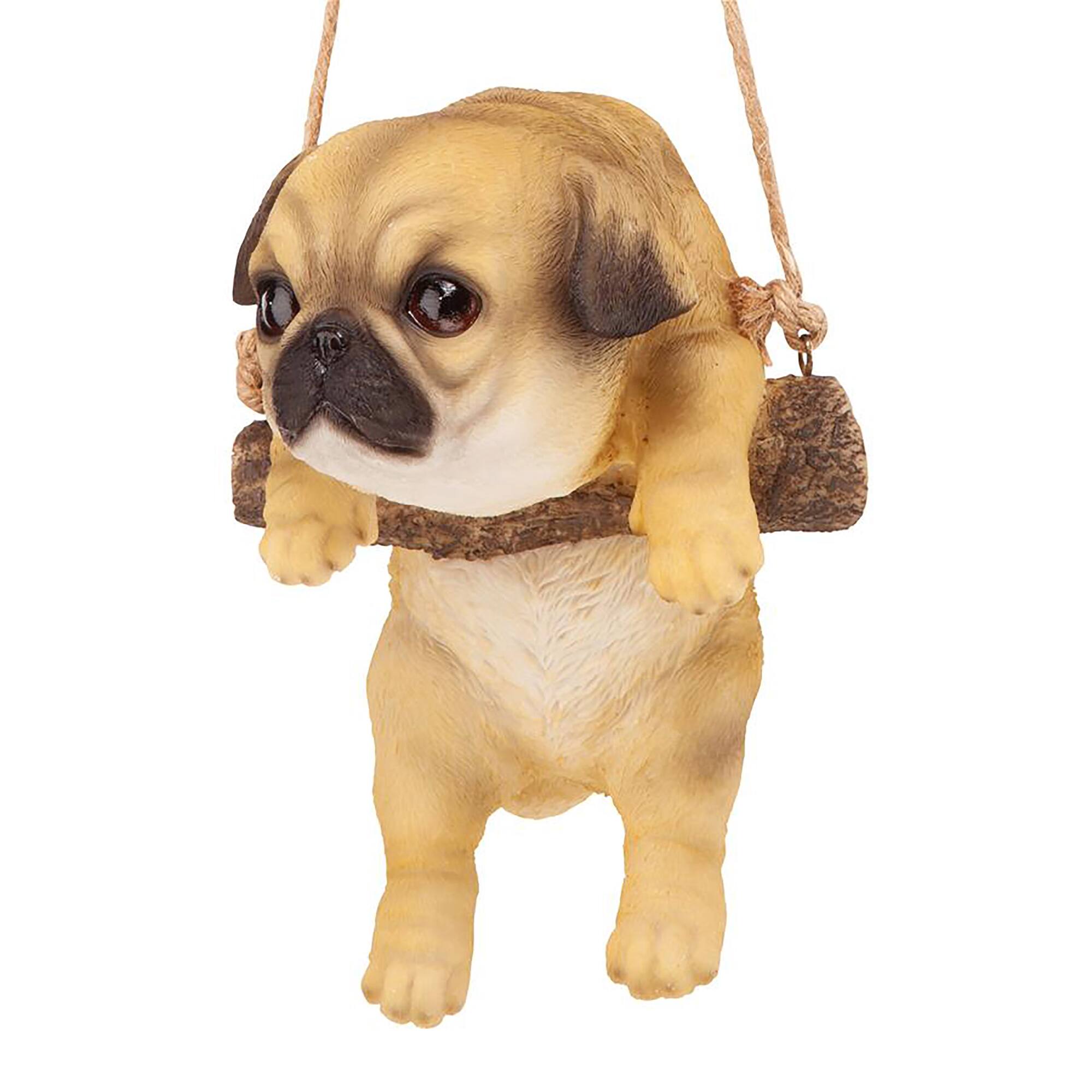 Design Toscano 8&#x22; Pug Puppy on a Perch Hanging Dog Sculpture