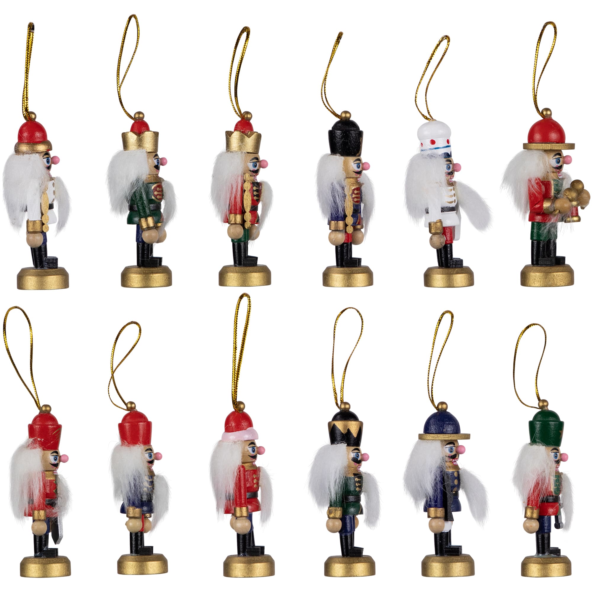 12ct. 3.25&#x22; Multicolor Nutcracker Wood Ornaments