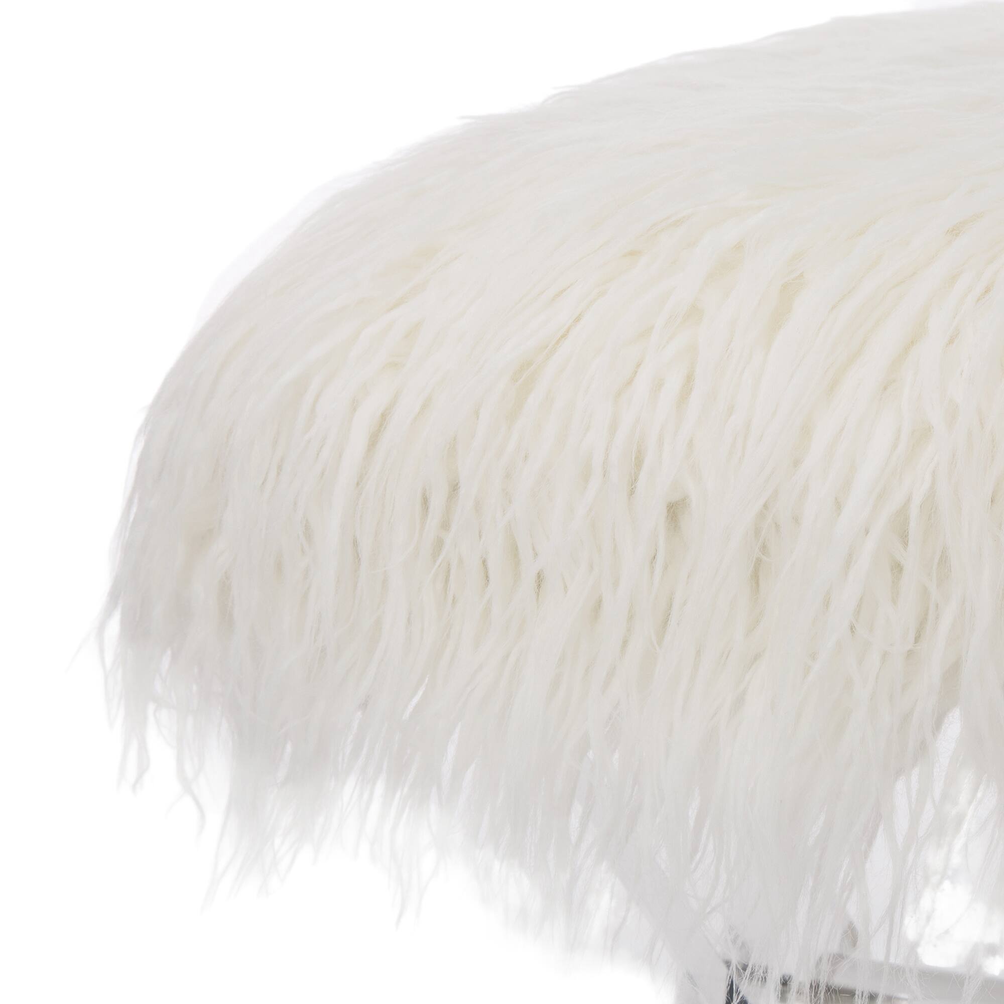 Glitzhome® 25.5" White Faux Fur Acrylic Bench
