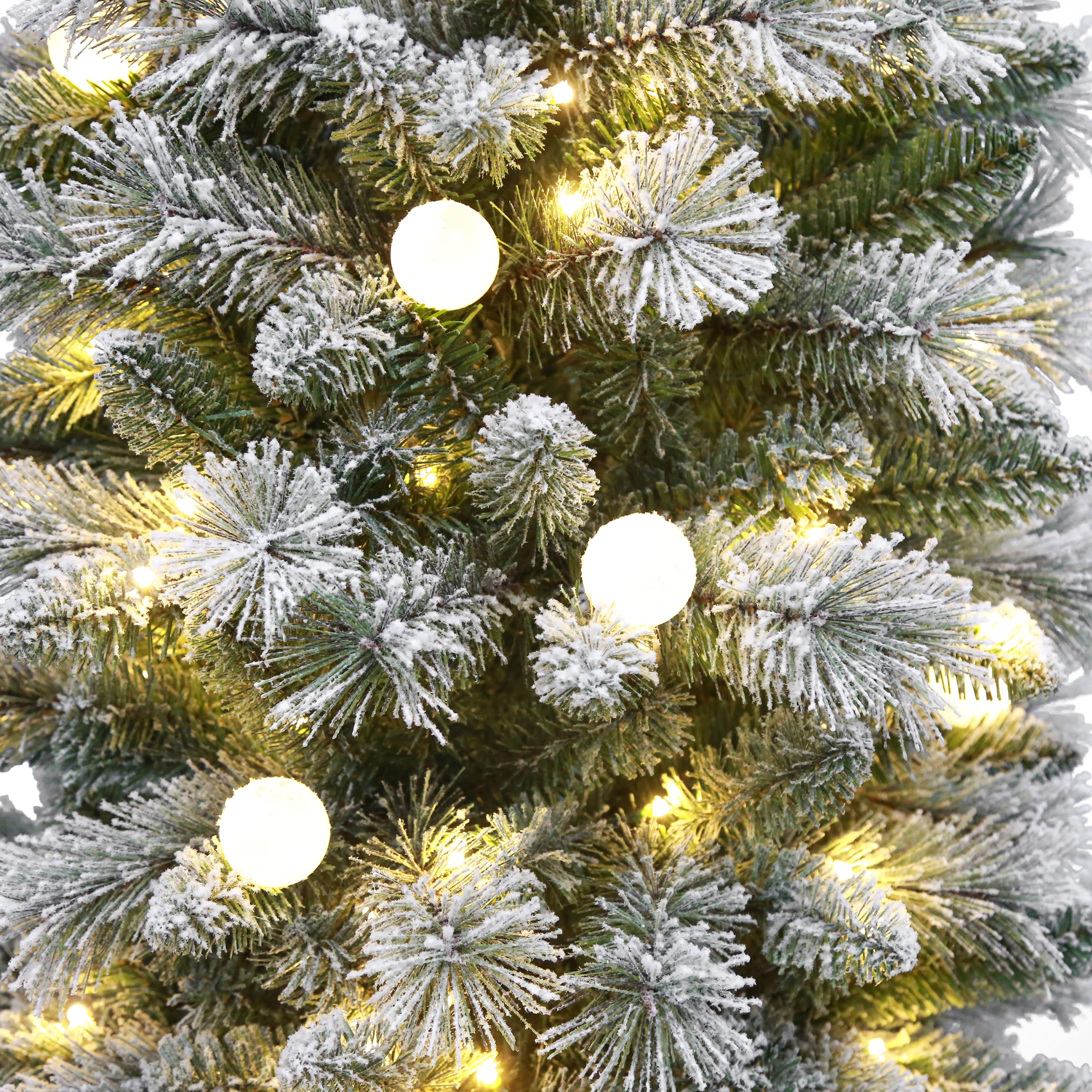 7.5ft. Pre-Lit Flocked Glacier Fir Artificial Christmas Tree, Dual Color LED Lights with G40 Bulbs by Ashland&#xAE;