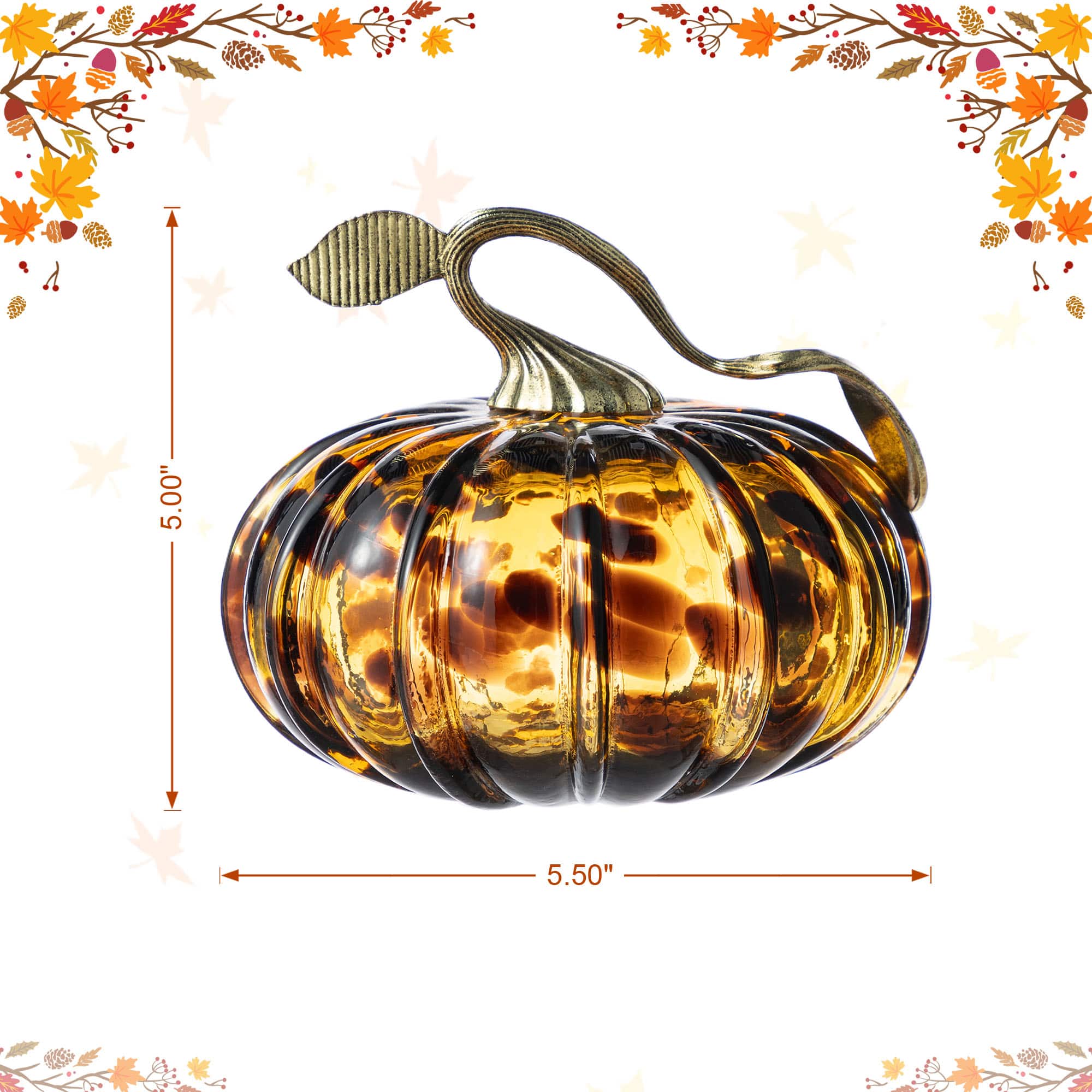 Glitzhome&#xAE; Amber Dots Glass Pumpkin