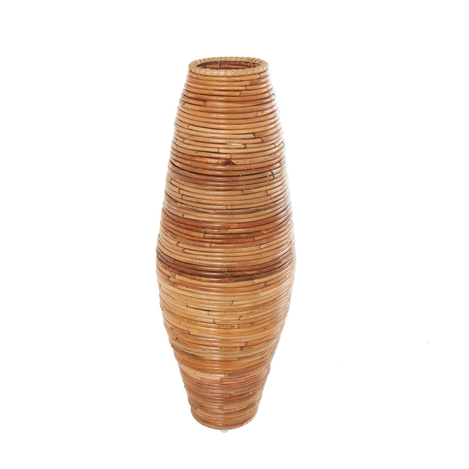 37&#x22; Brown Rattan Handmade Tall Wrapped Vase
